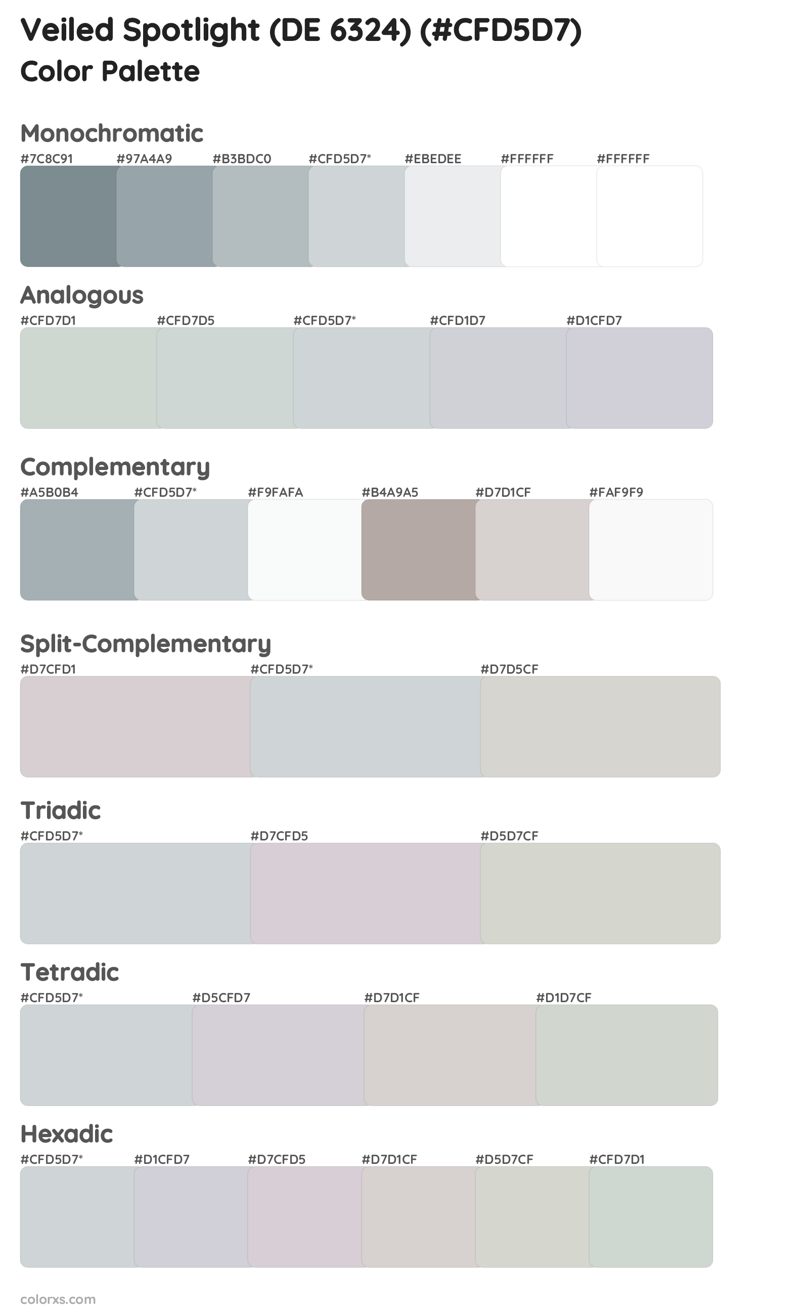 Veiled Spotlight (DE 6324) Color Scheme Palettes