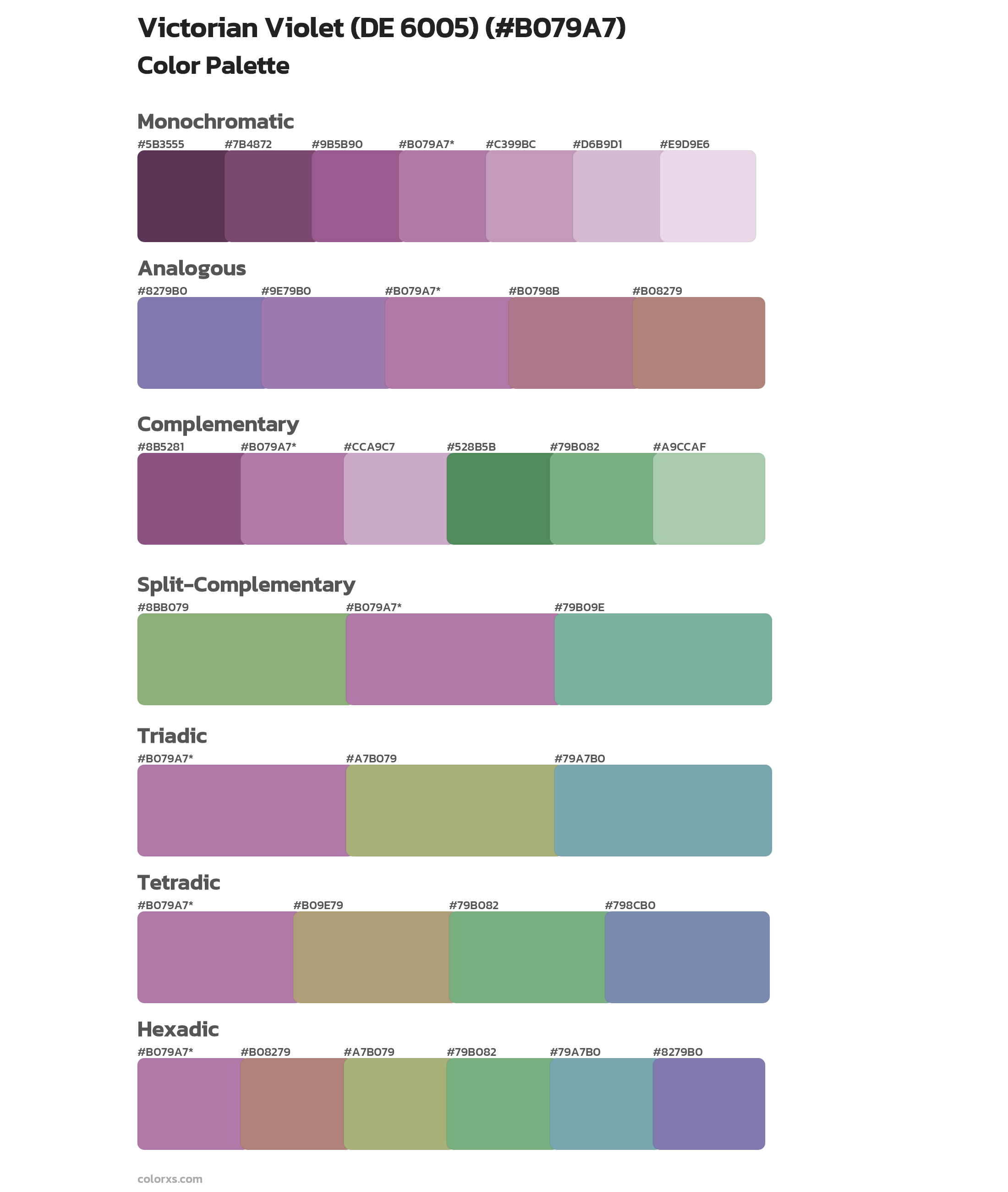 Victorian Violet (DE 6005) Color Scheme Palettes