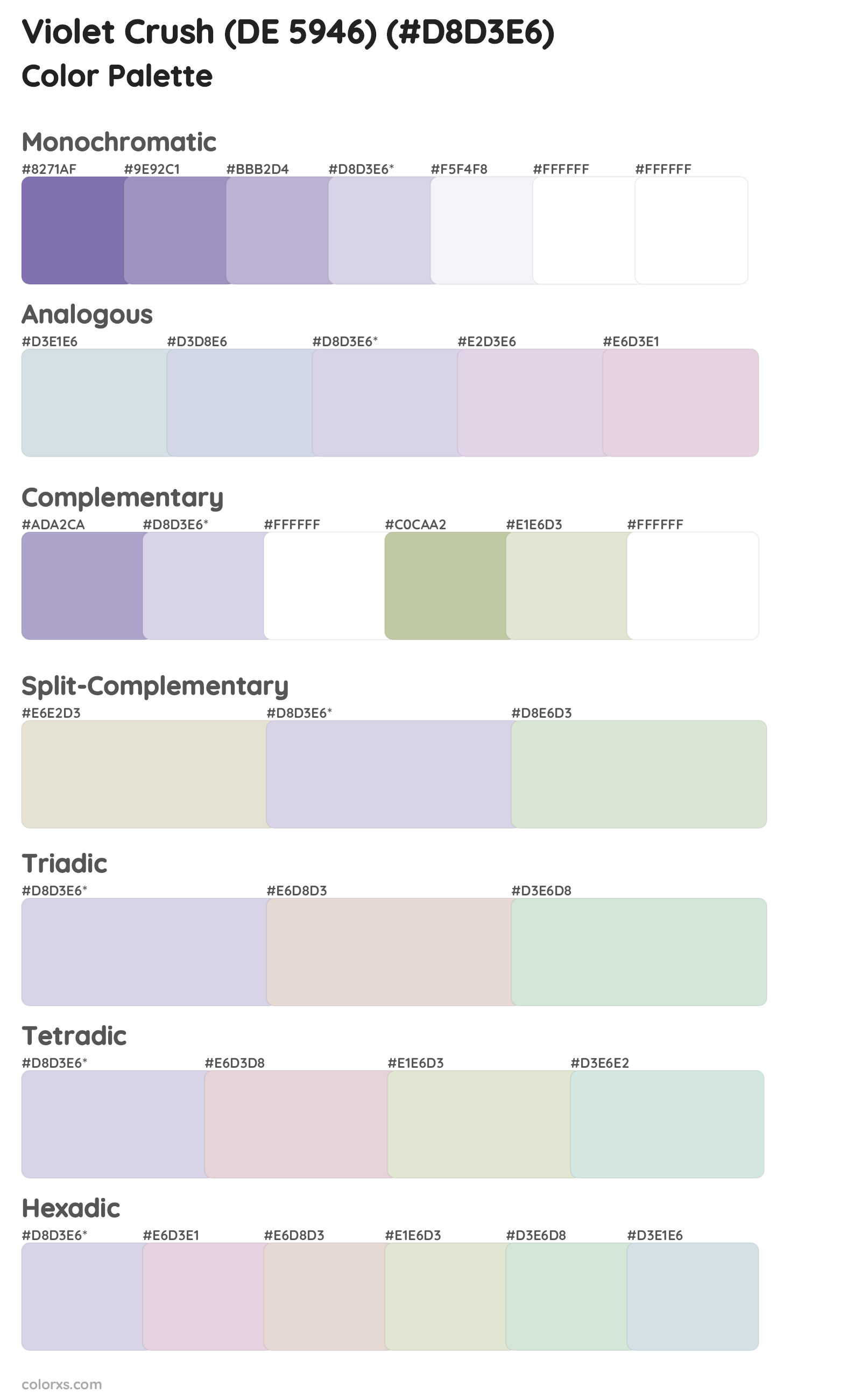 Violet Crush (DE 5946) Color Scheme Palettes
