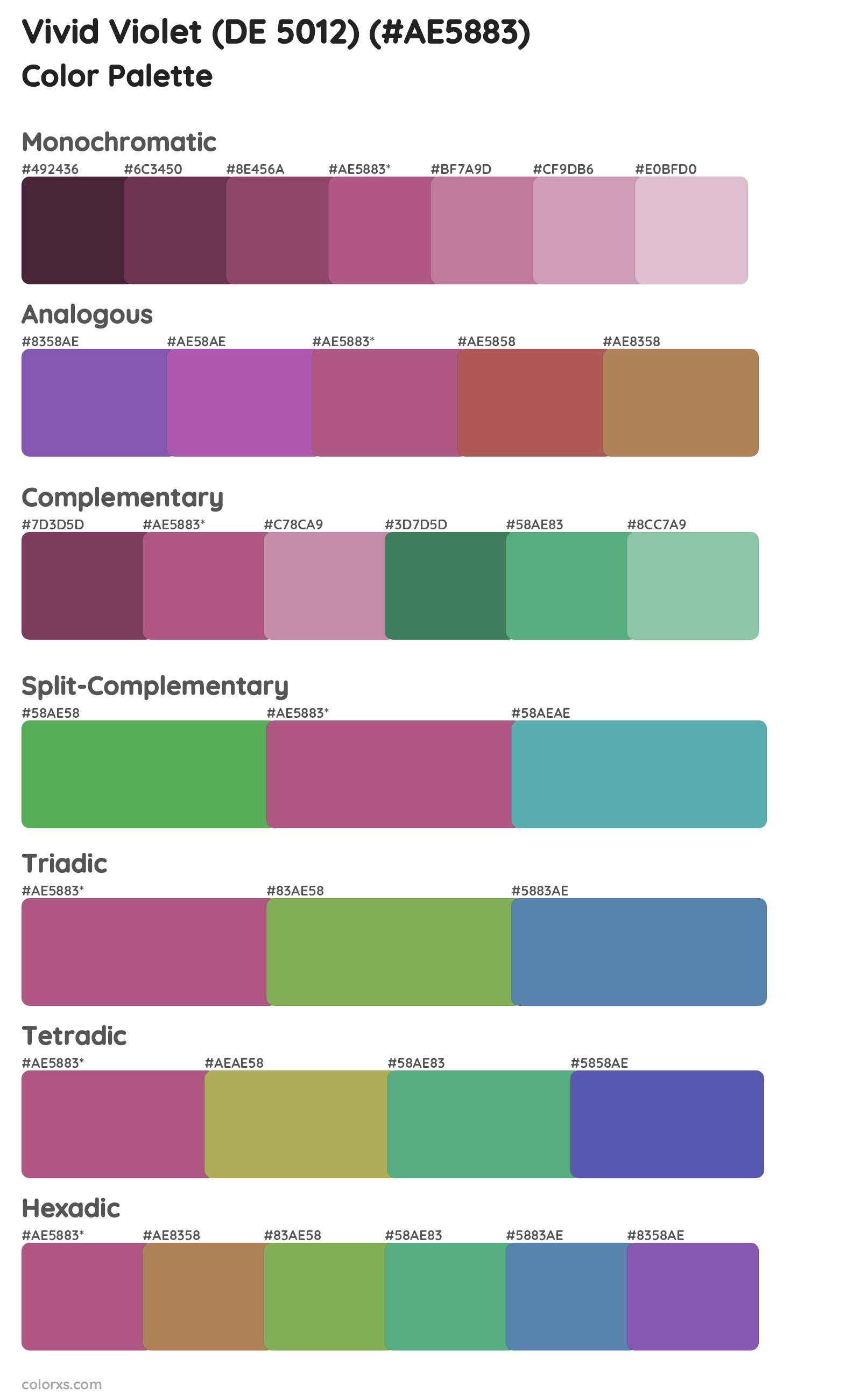 Vivid Violet (DE 5012) Color Scheme Palettes