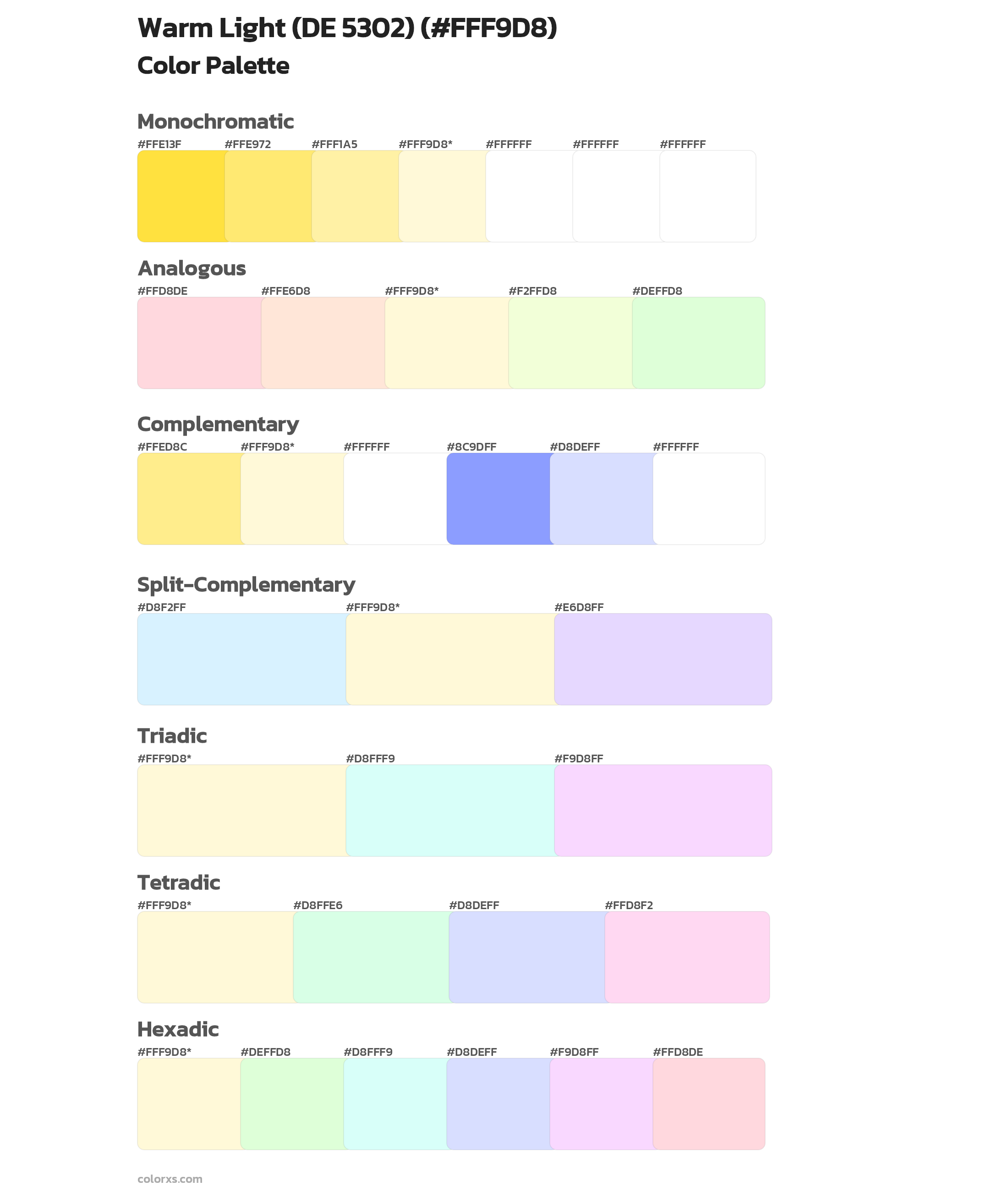Warm Light (DE 5302) Color Scheme Palettes