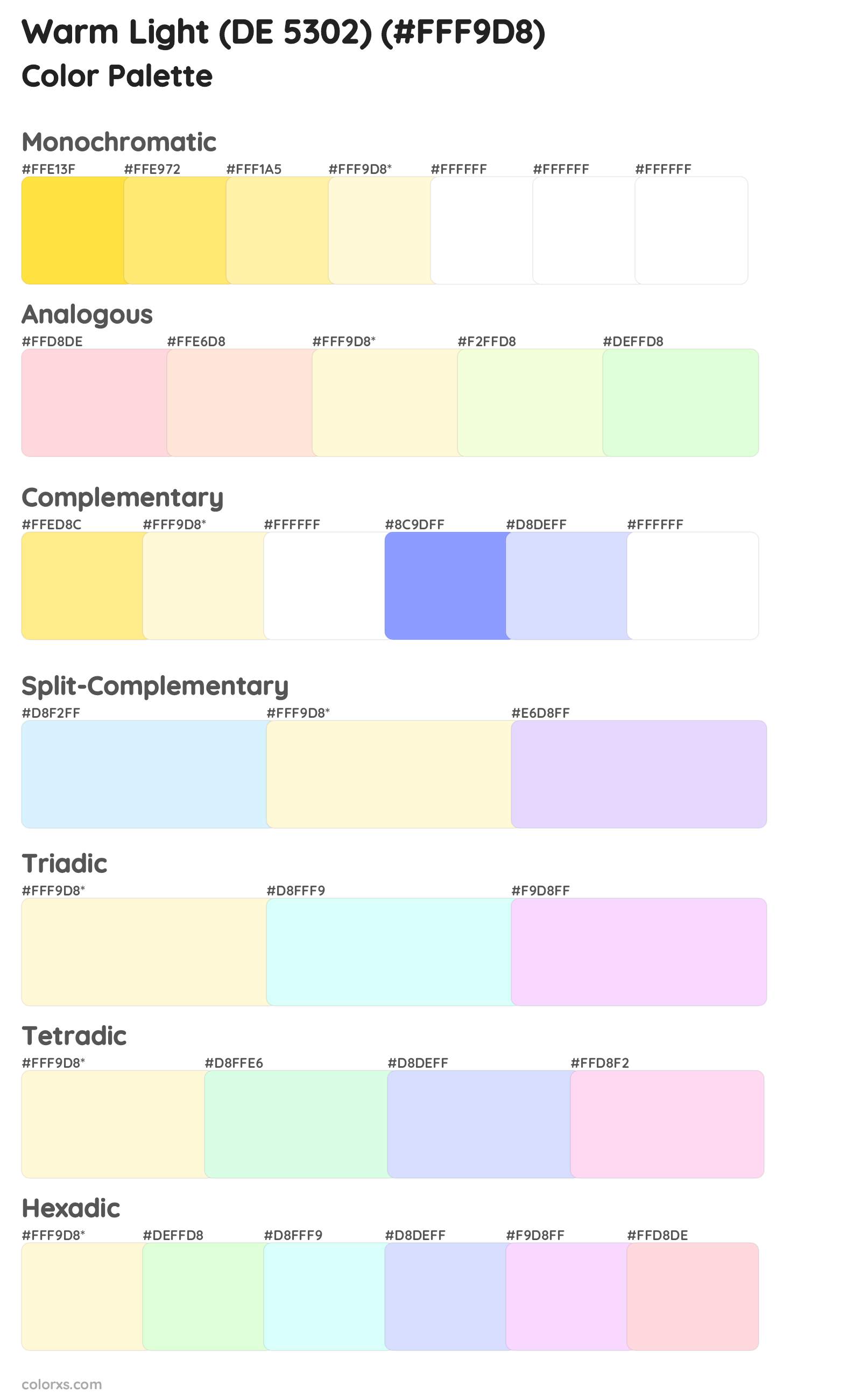 Warm Light (DE 5302) Color Scheme Palettes