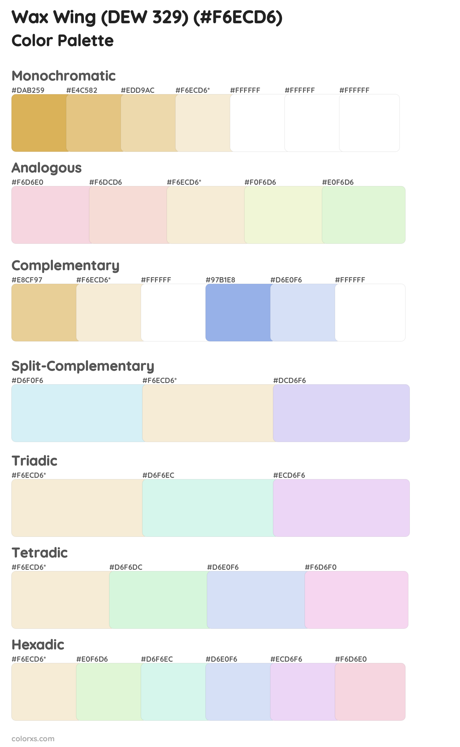 Wax Wing (DEW 329) Color Scheme Palettes