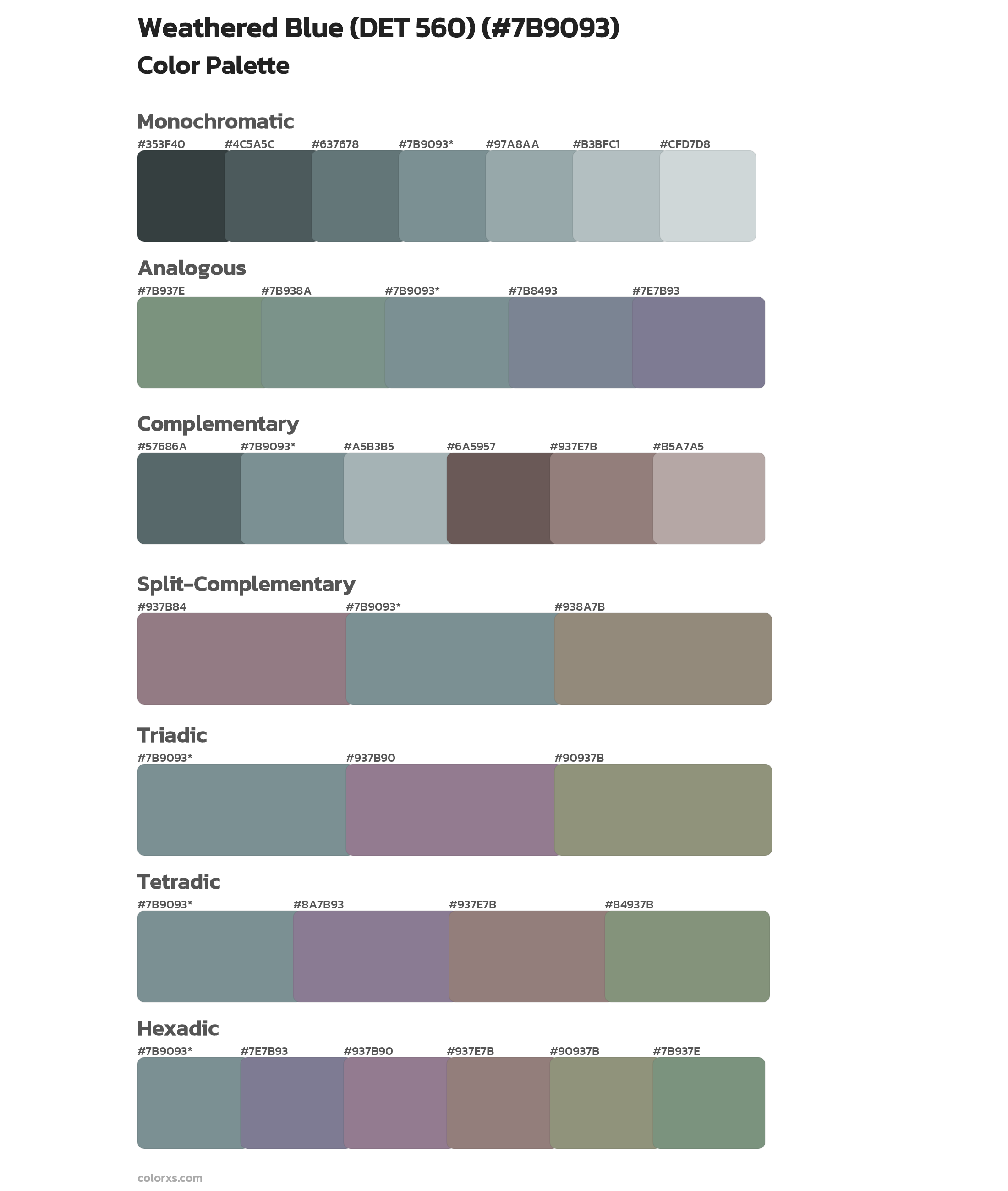 Weathered Blue (DET 560) Color Scheme Palettes