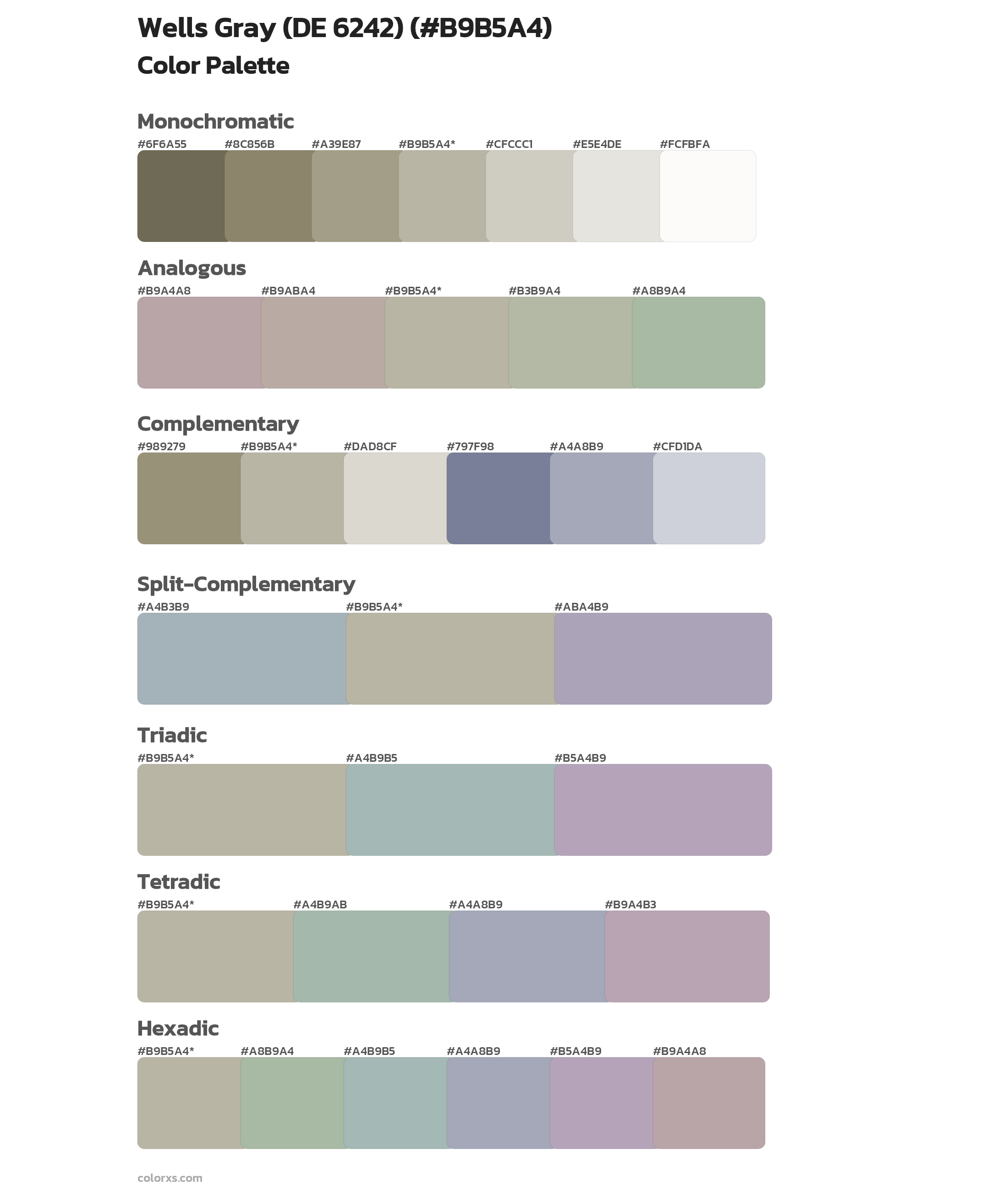 Wells Gray (DE 6242) Color Scheme Palettes