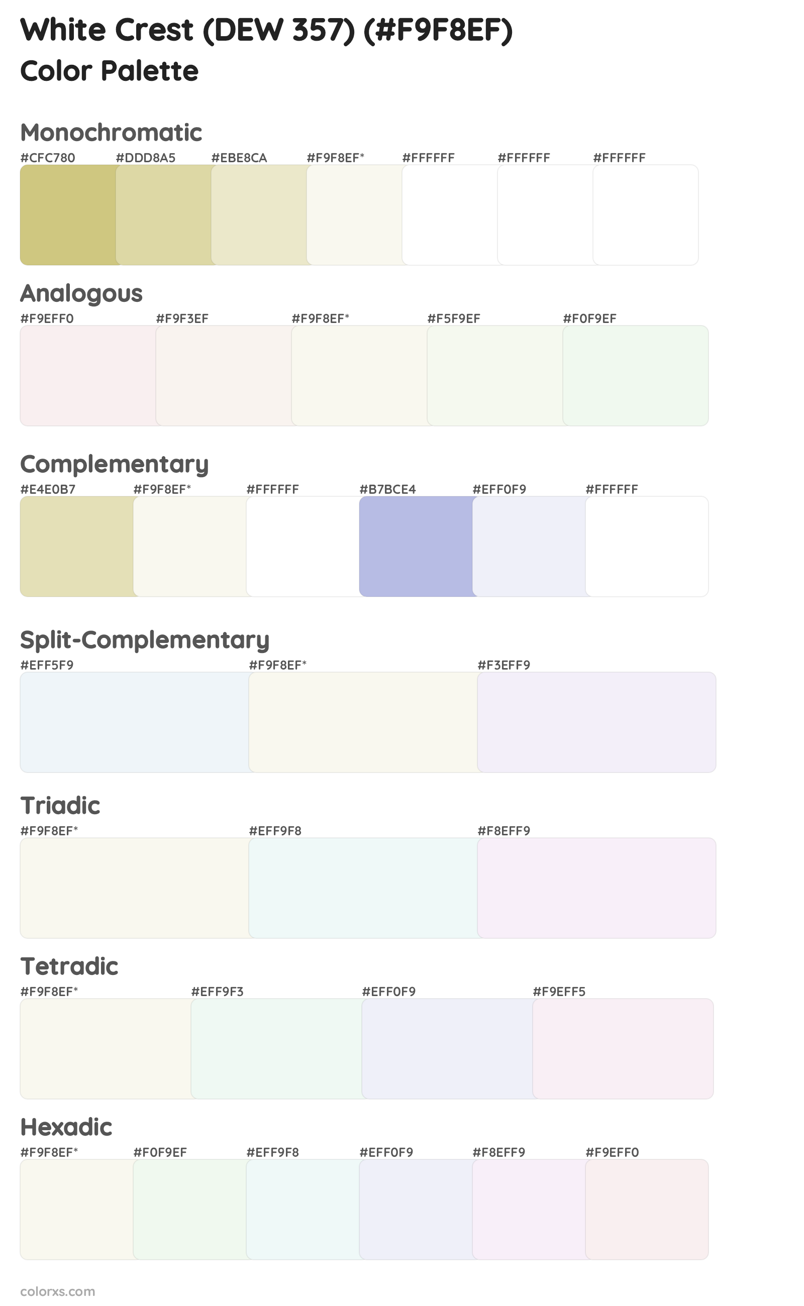 White Crest (DEW 357) Color Scheme Palettes