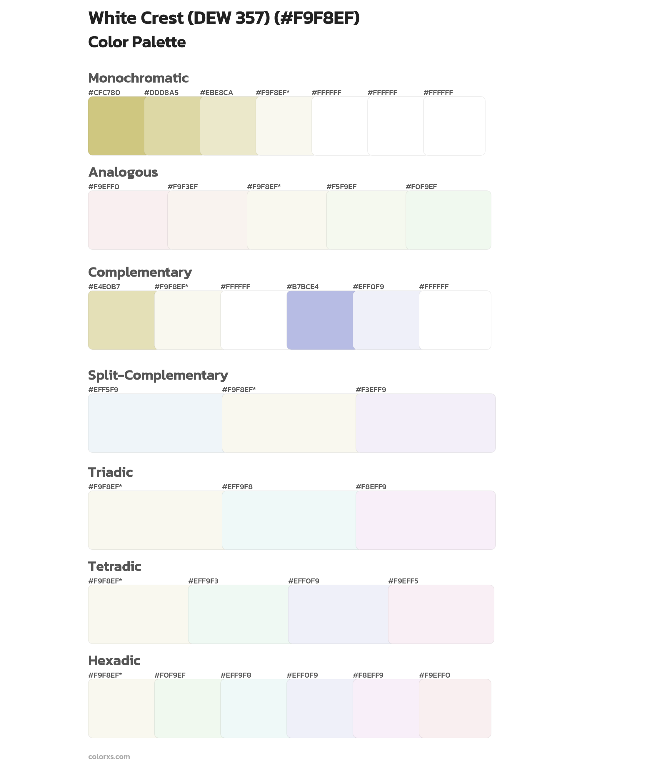 White Crest (DEW 357) Color Scheme Palettes