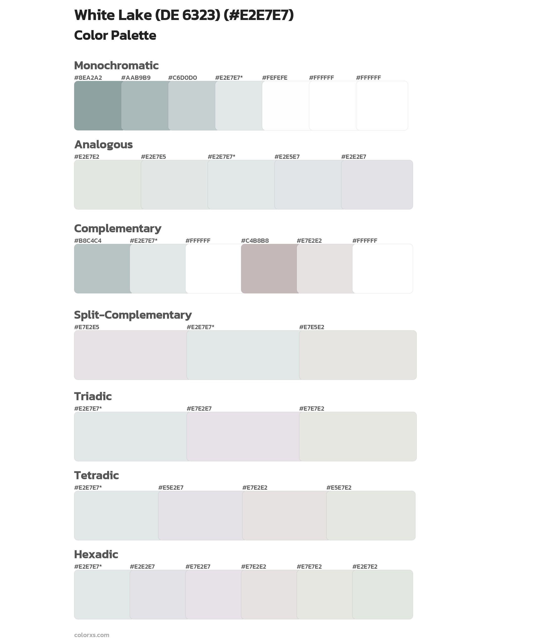 White Lake (DE 6323) Color Scheme Palettes