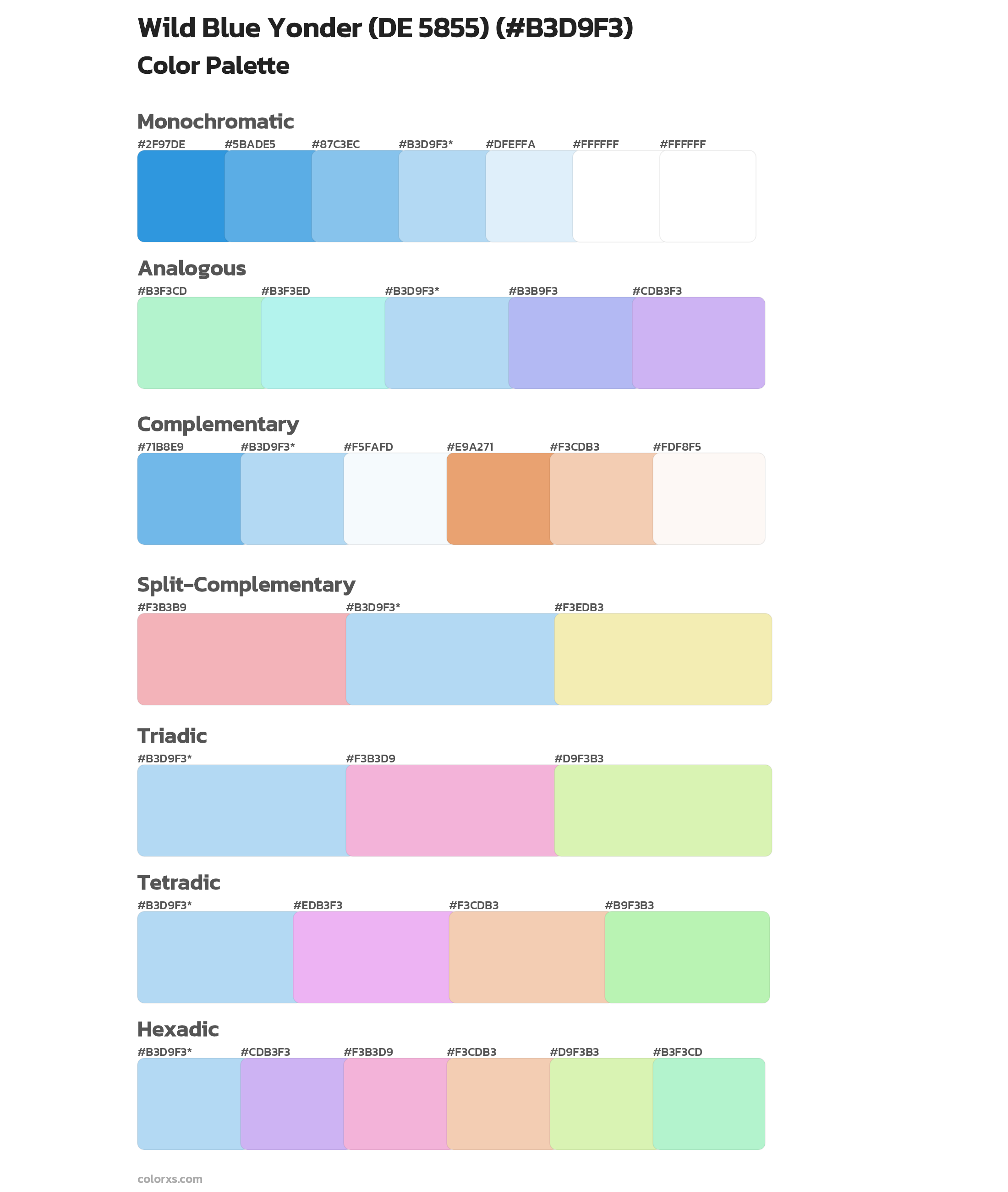 Wild Blue Yonder (DE 5855) Color Scheme Palettes