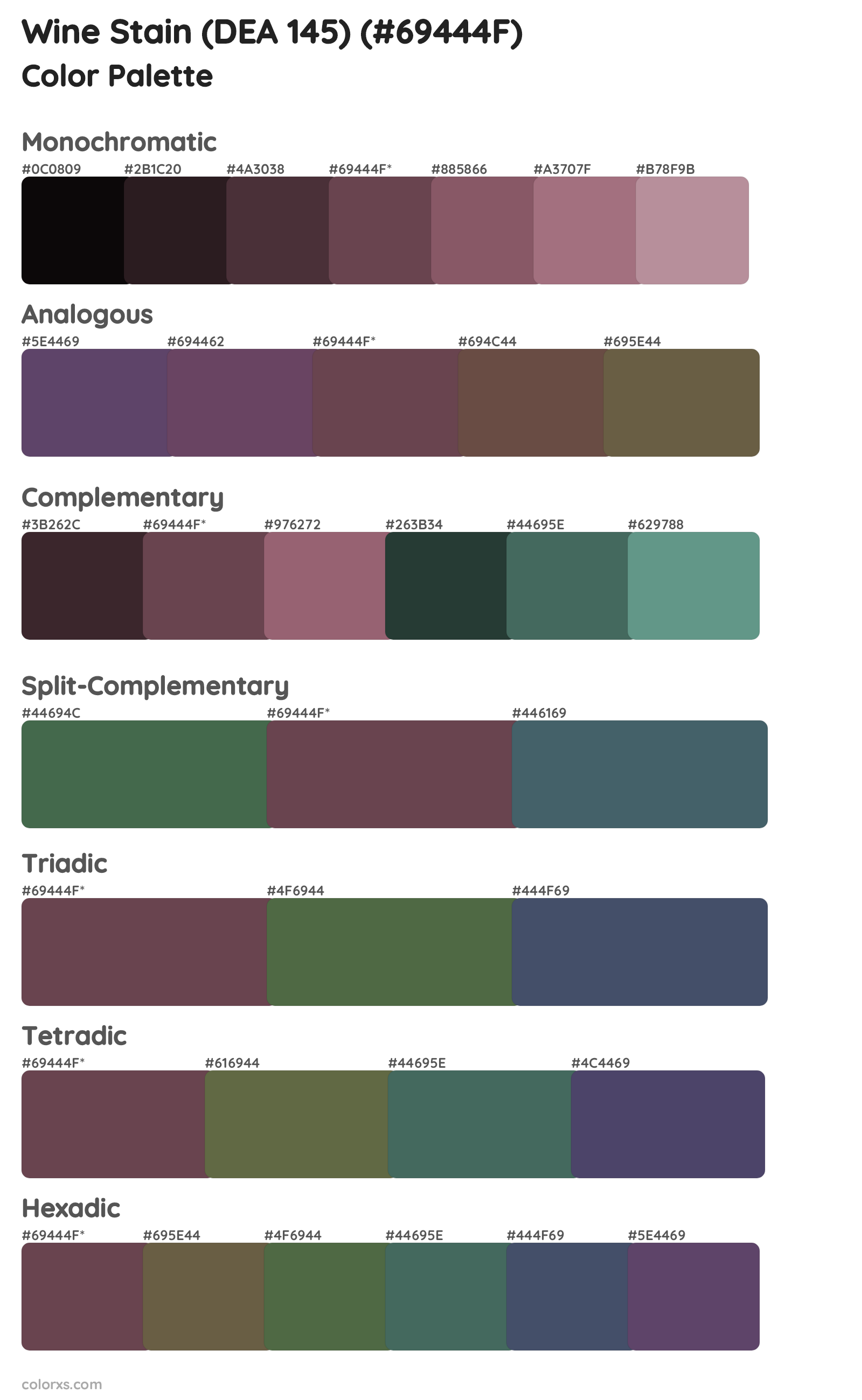Wine Stain (DEA 145) Color Scheme Palettes