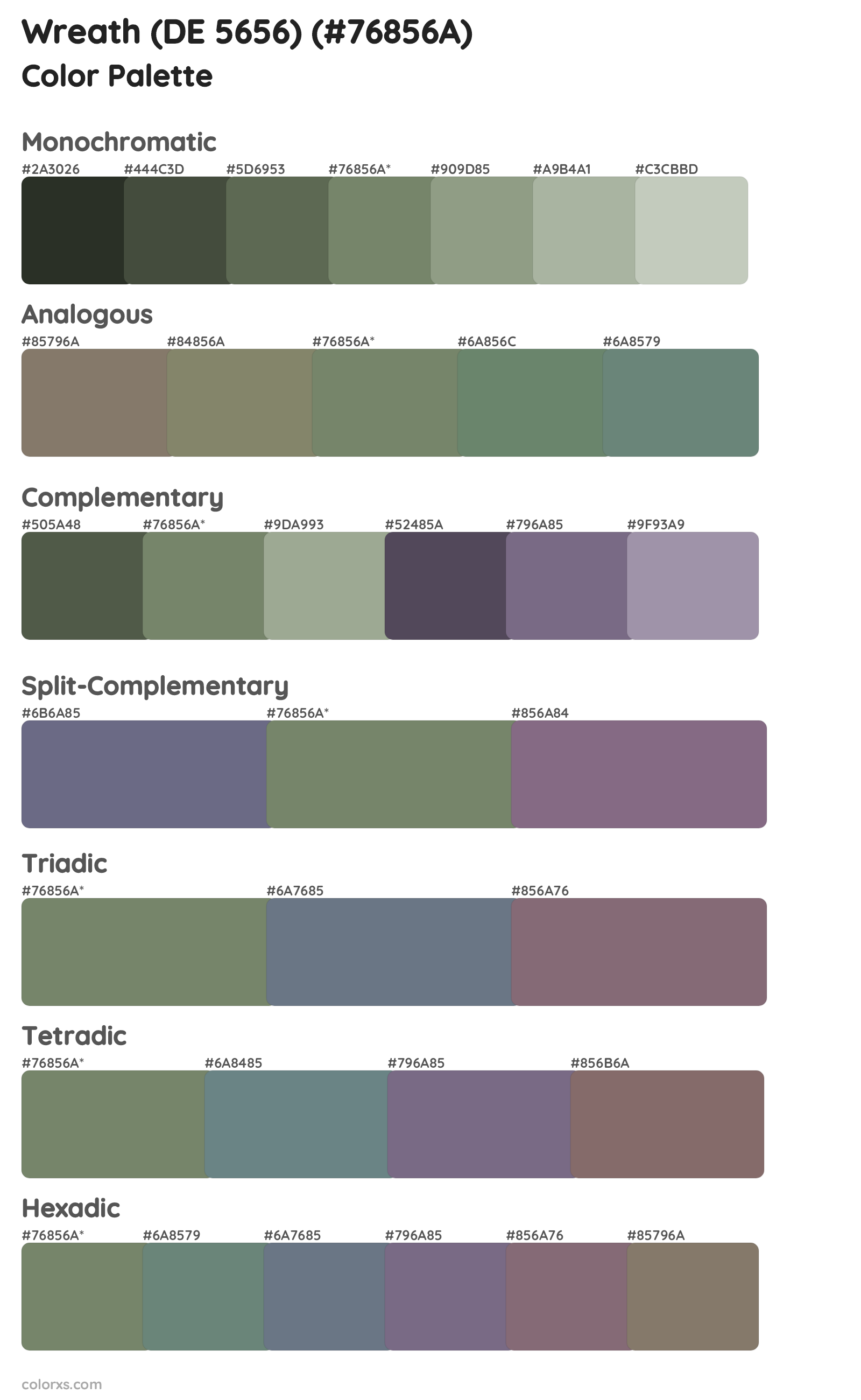 Wreath (DE 5656) Color Scheme Palettes