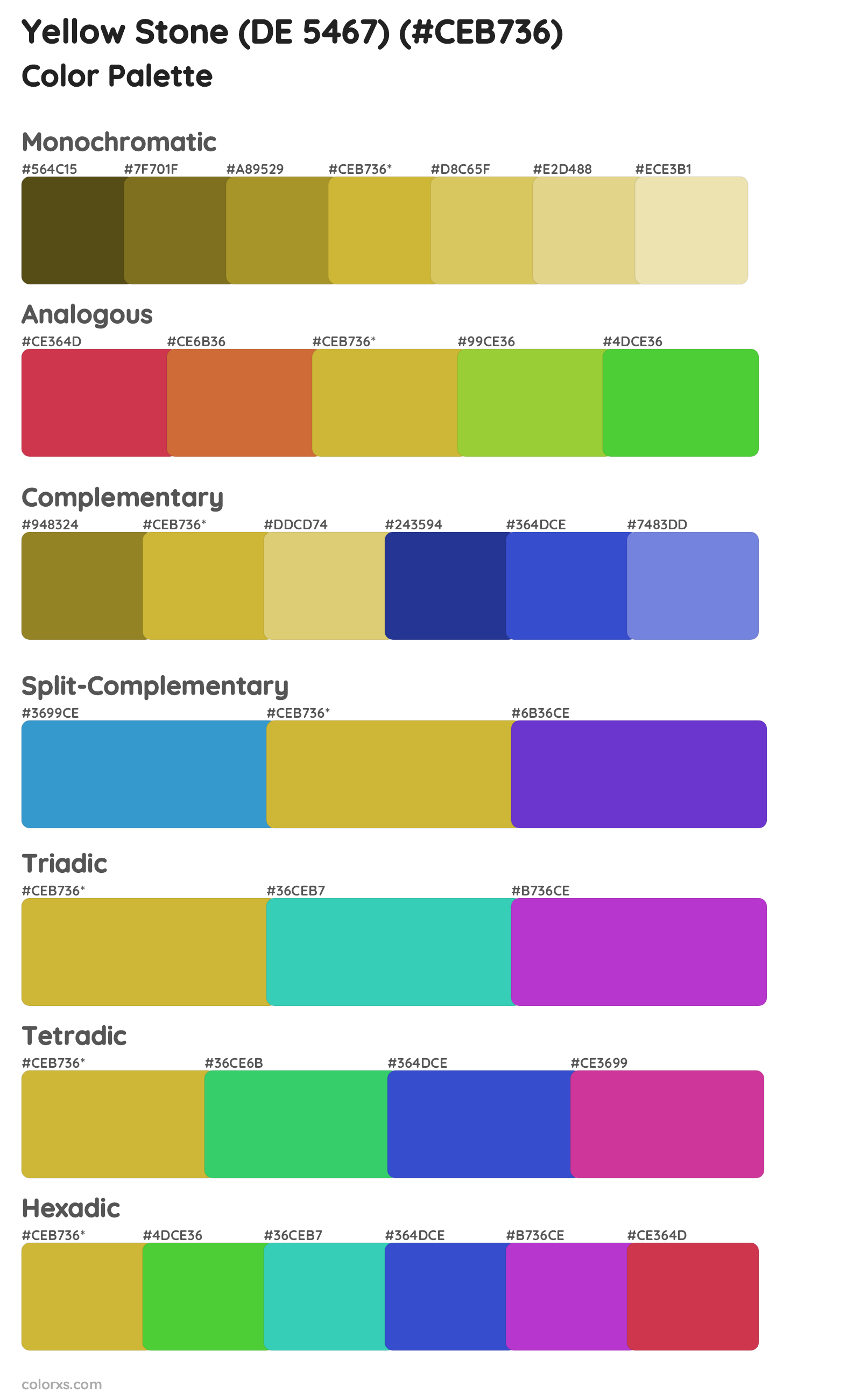 Yellow Stone (DE 5467) Color Scheme Palettes