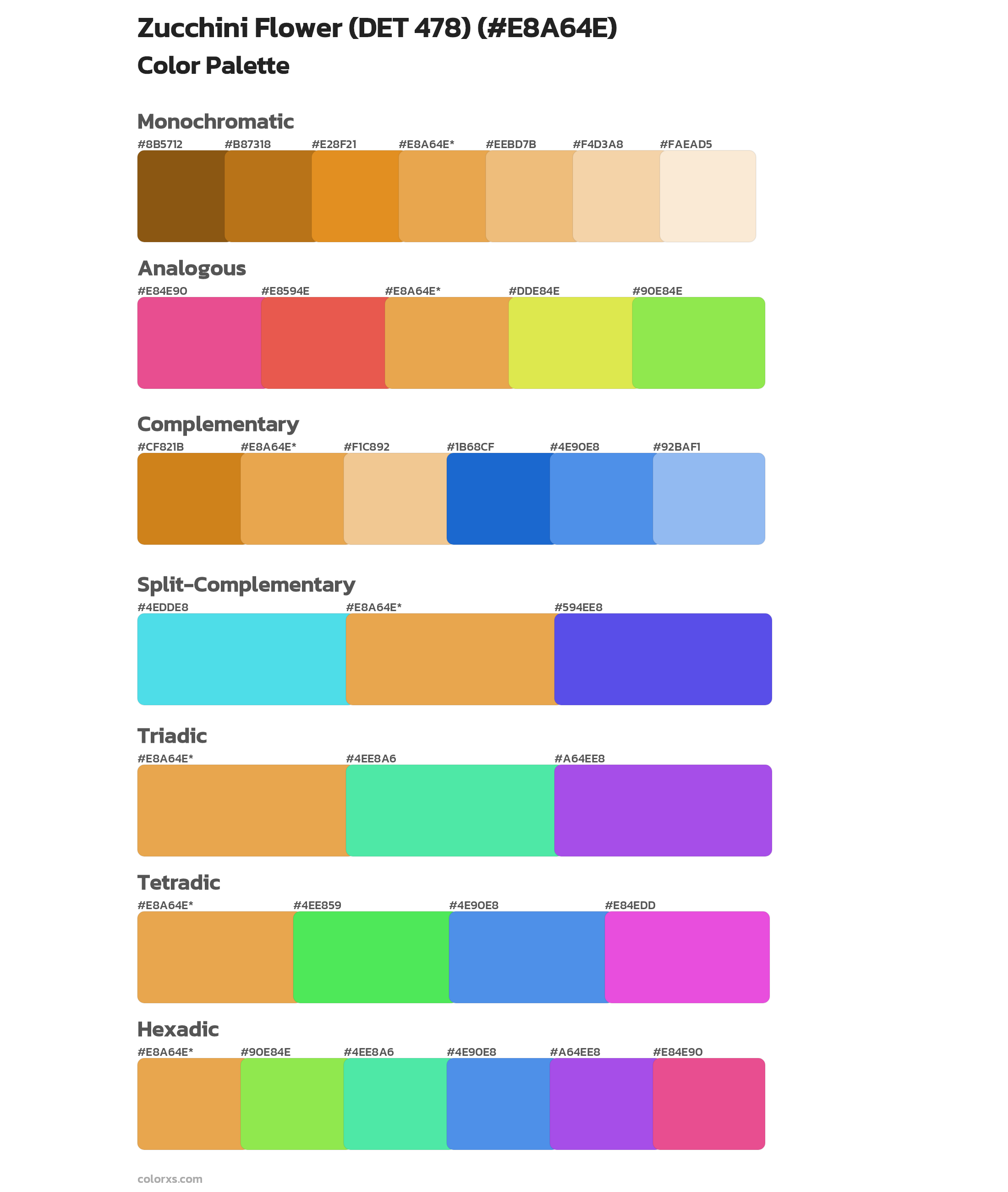 Zucchini Flower (DET 478) Color Scheme Palettes