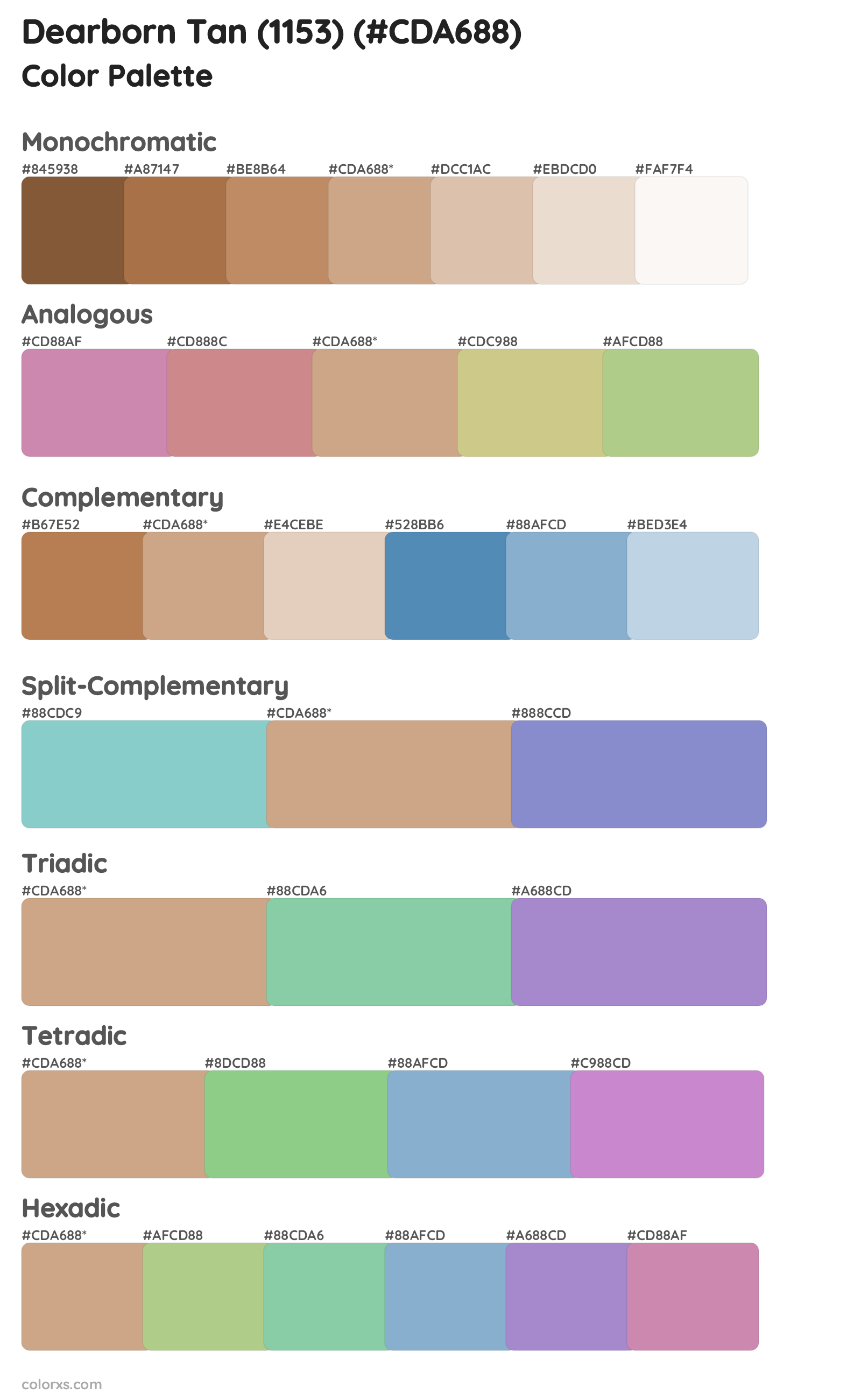 Dearborn Tan (1153) Color Scheme Palettes