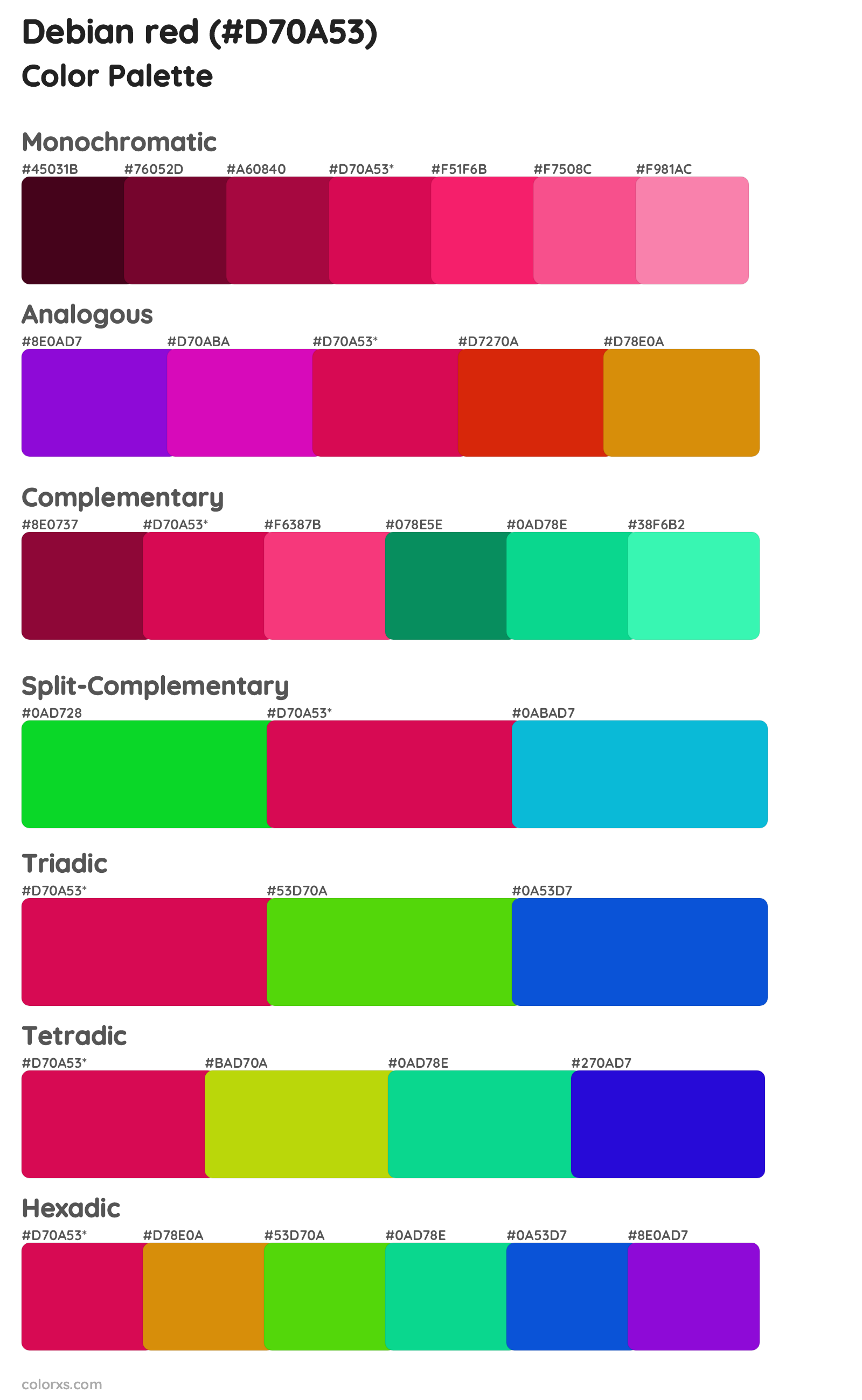 Debian red Color Scheme Palettes