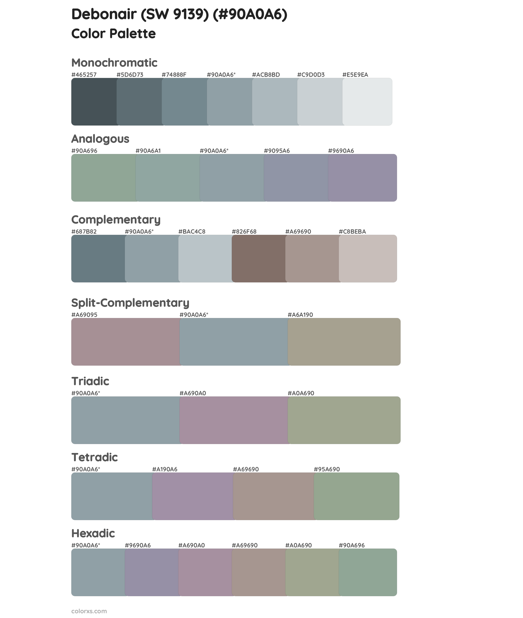 Debonair (SW 9139) Color Scheme Palettes