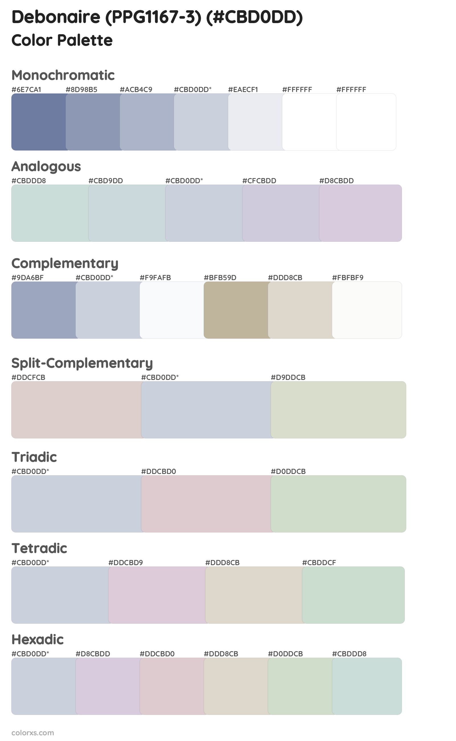 Debonaire (PPG1167-3) Color Scheme Palettes