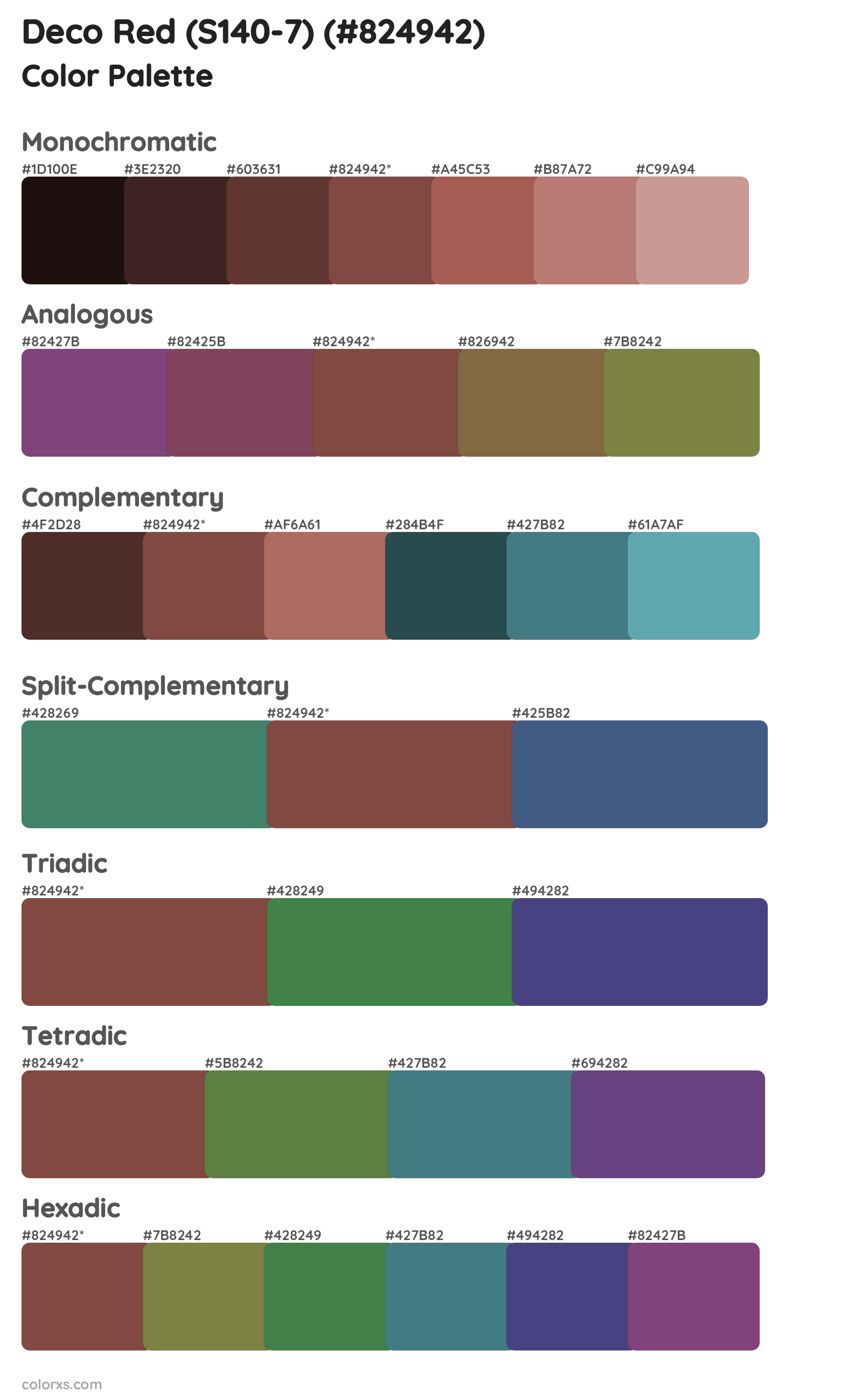 Deco Red (S140-7) Color Scheme Palettes