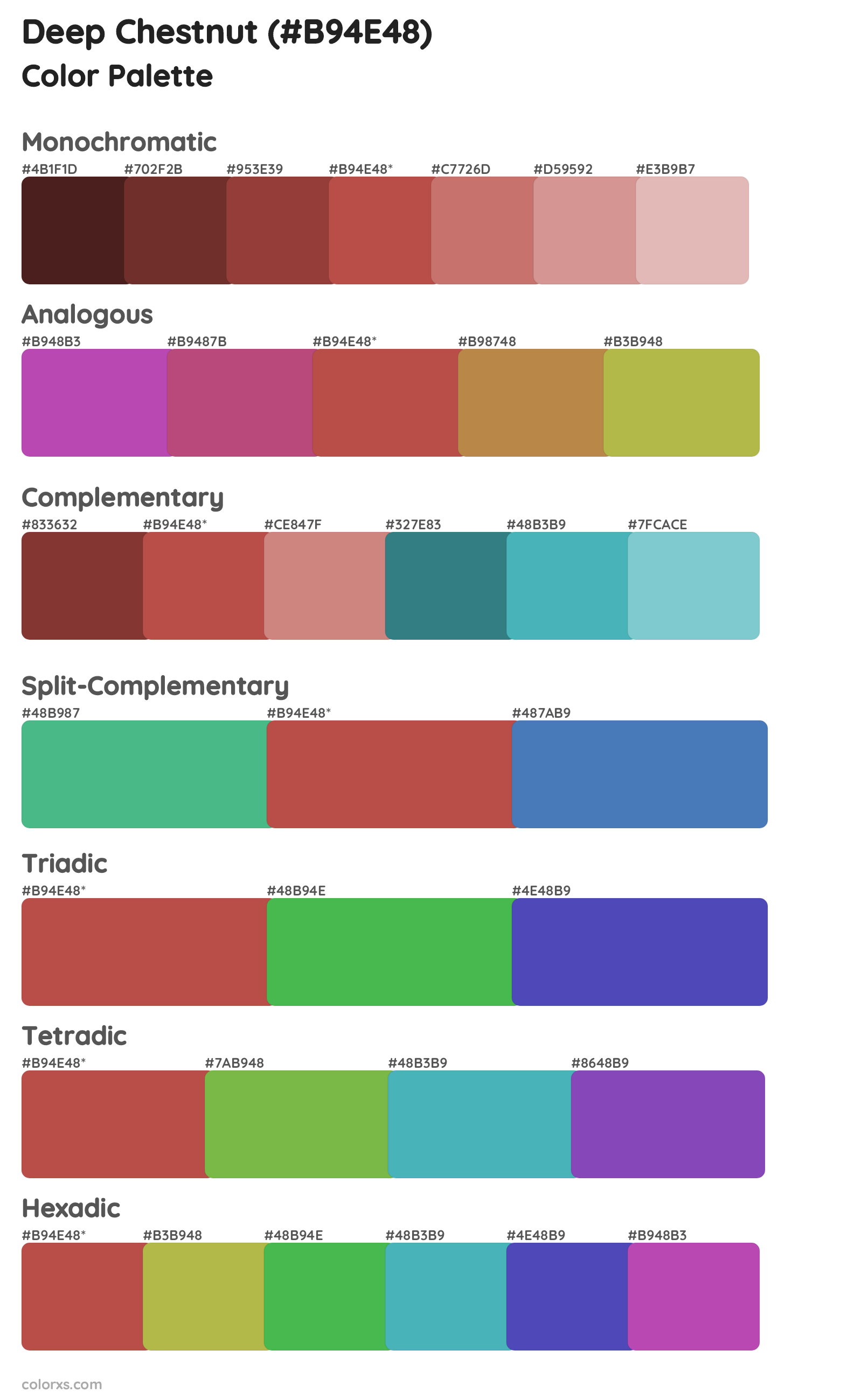 Deep Chestnut Color Scheme Palettes