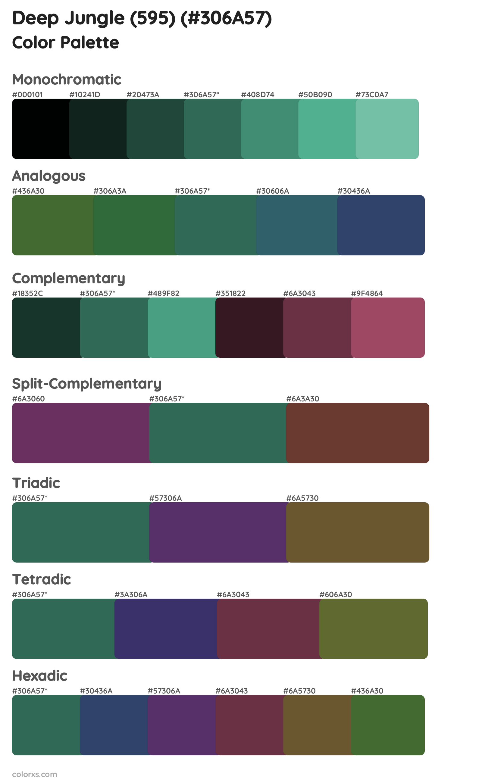Deep Jungle (595) Color Scheme Palettes