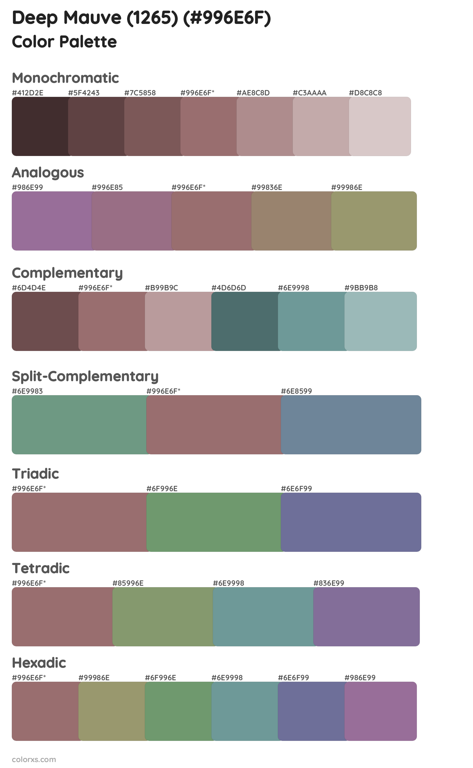 Deep Mauve (1265) Color Scheme Palettes