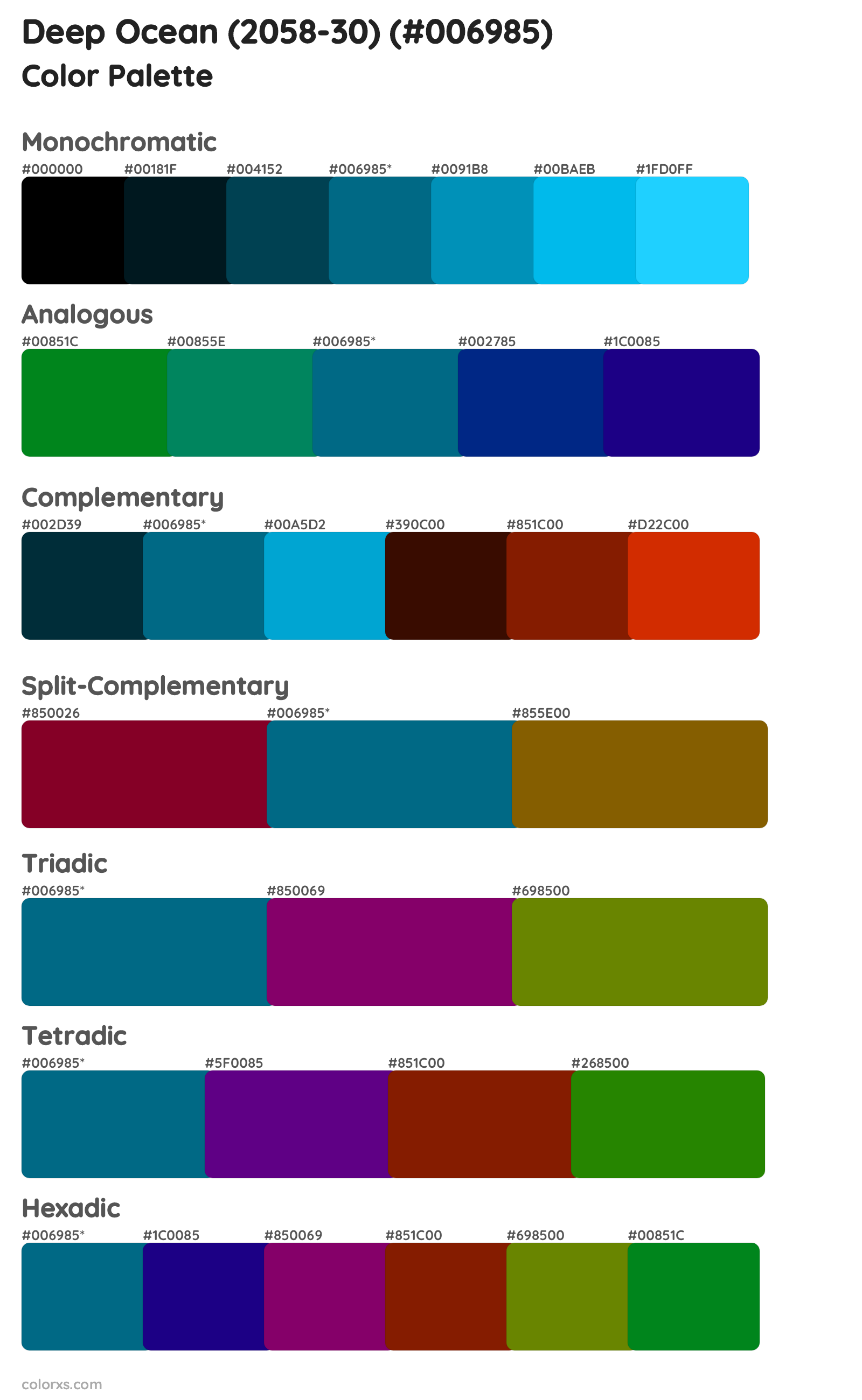 Deep Ocean (2058-30) Color Scheme Palettes