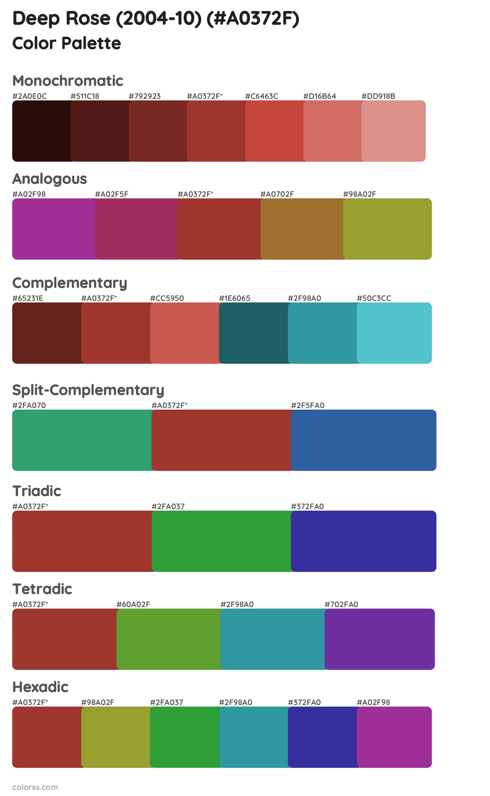 Deep Rose (2004-10) Color Scheme Palettes