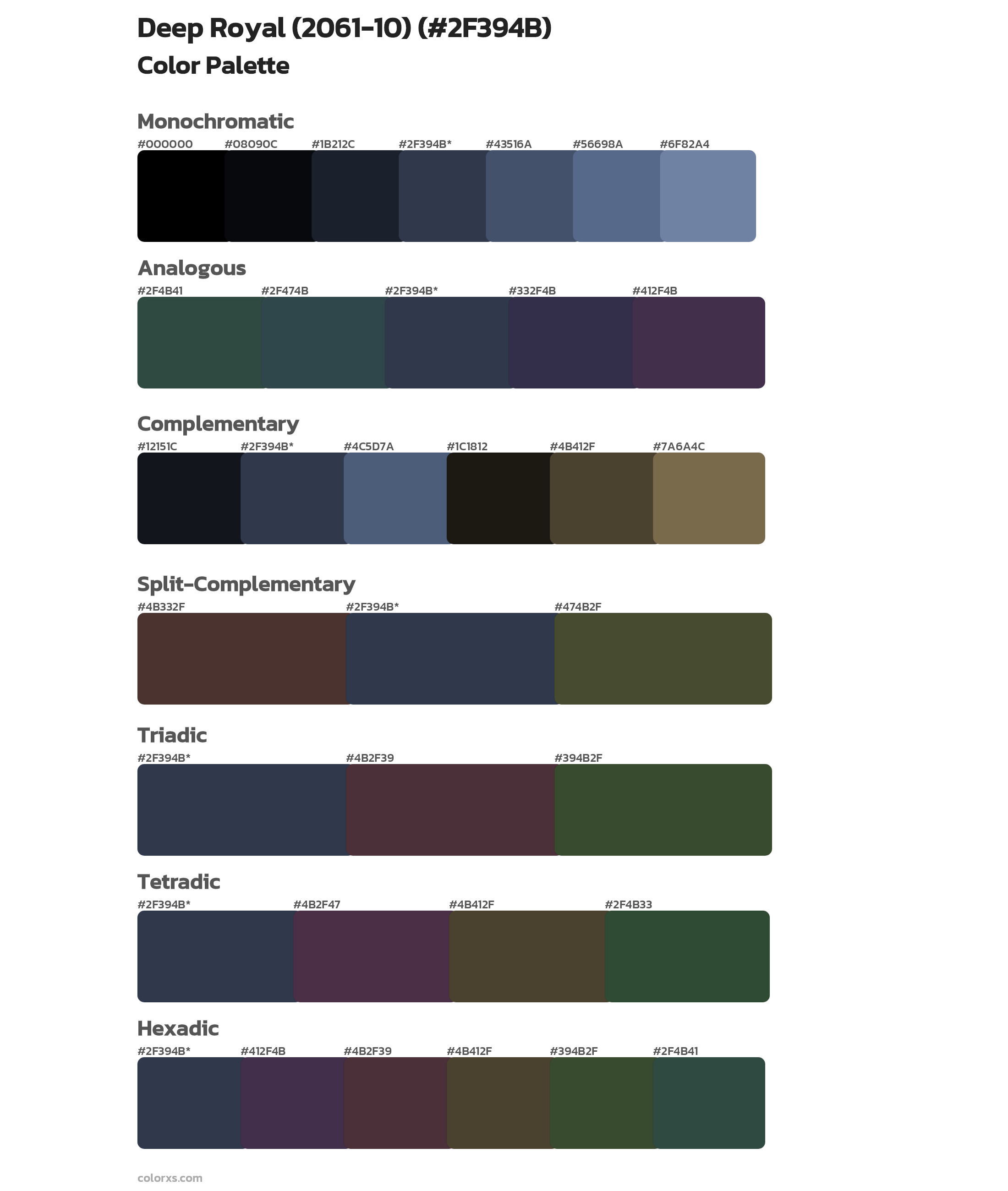 Deep Royal (2061-10) Color Scheme Palettes