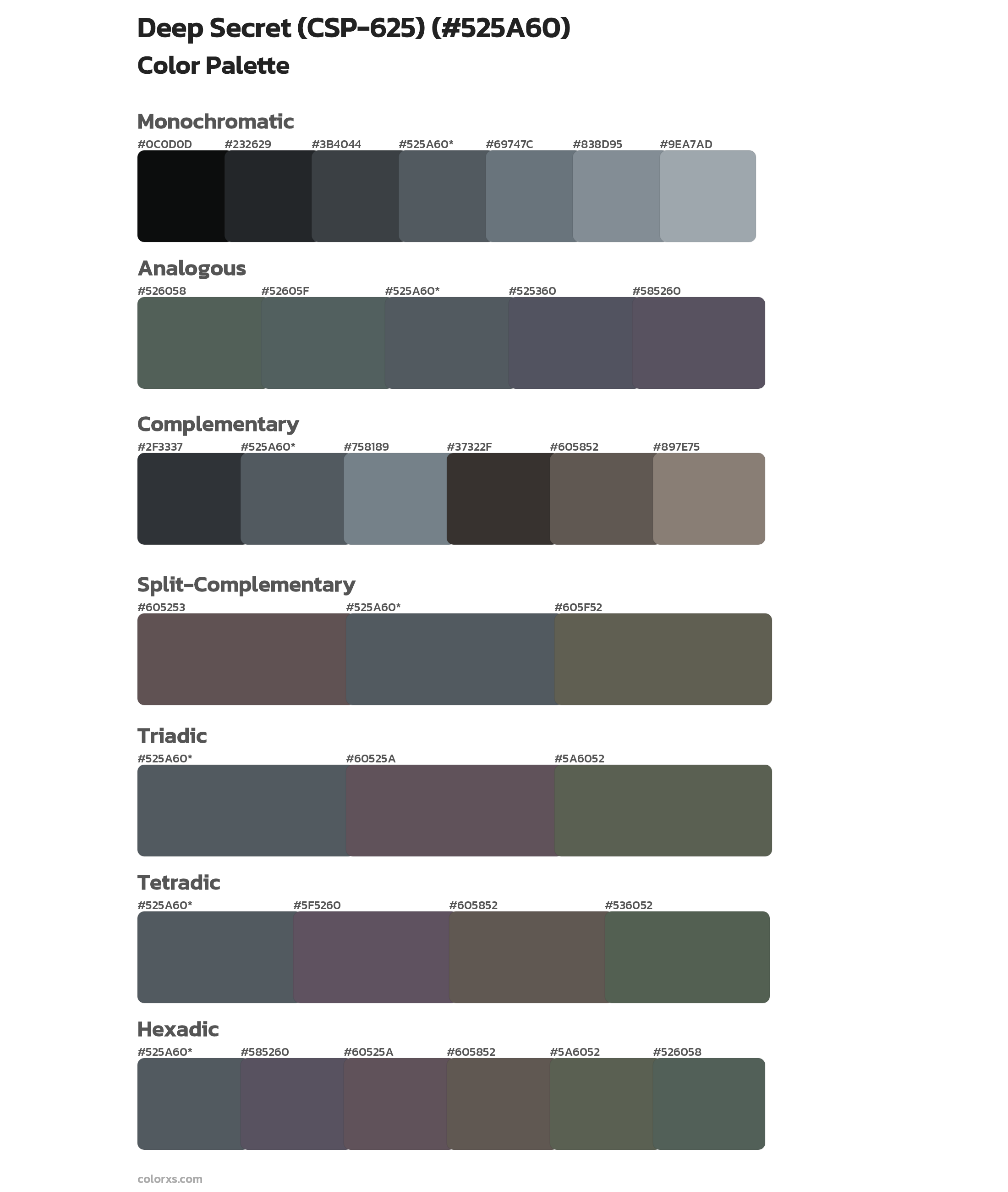 Deep Secret (CSP-625) Color Scheme Palettes
