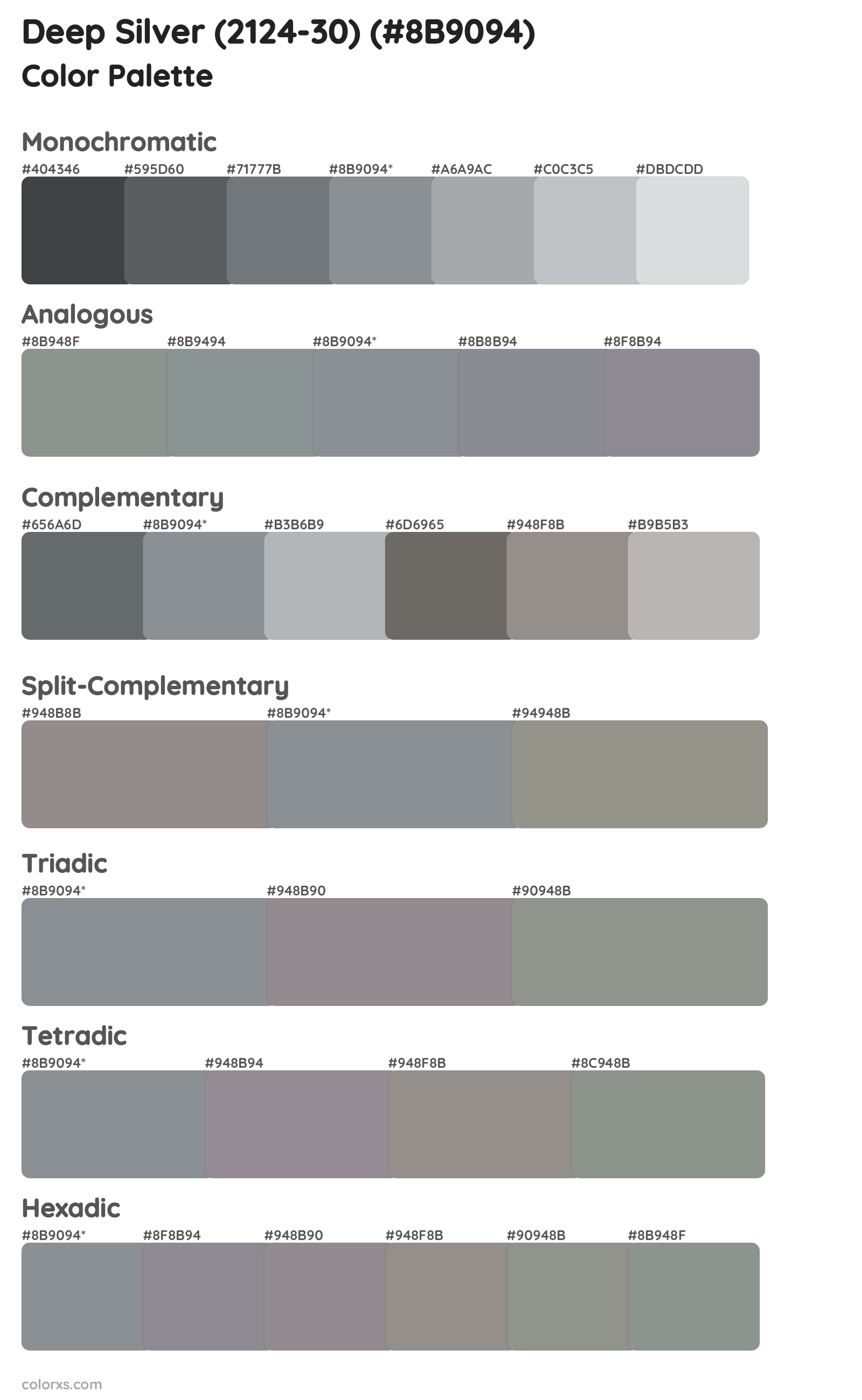 Deep Silver (2124-30) Color Scheme Palettes
