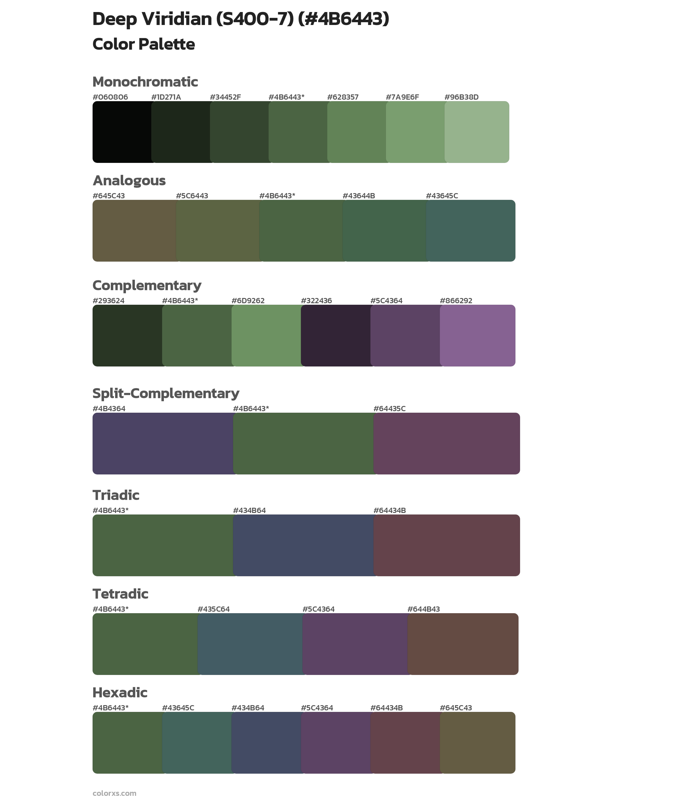 Deep Viridian (S400-7) Color Scheme Palettes