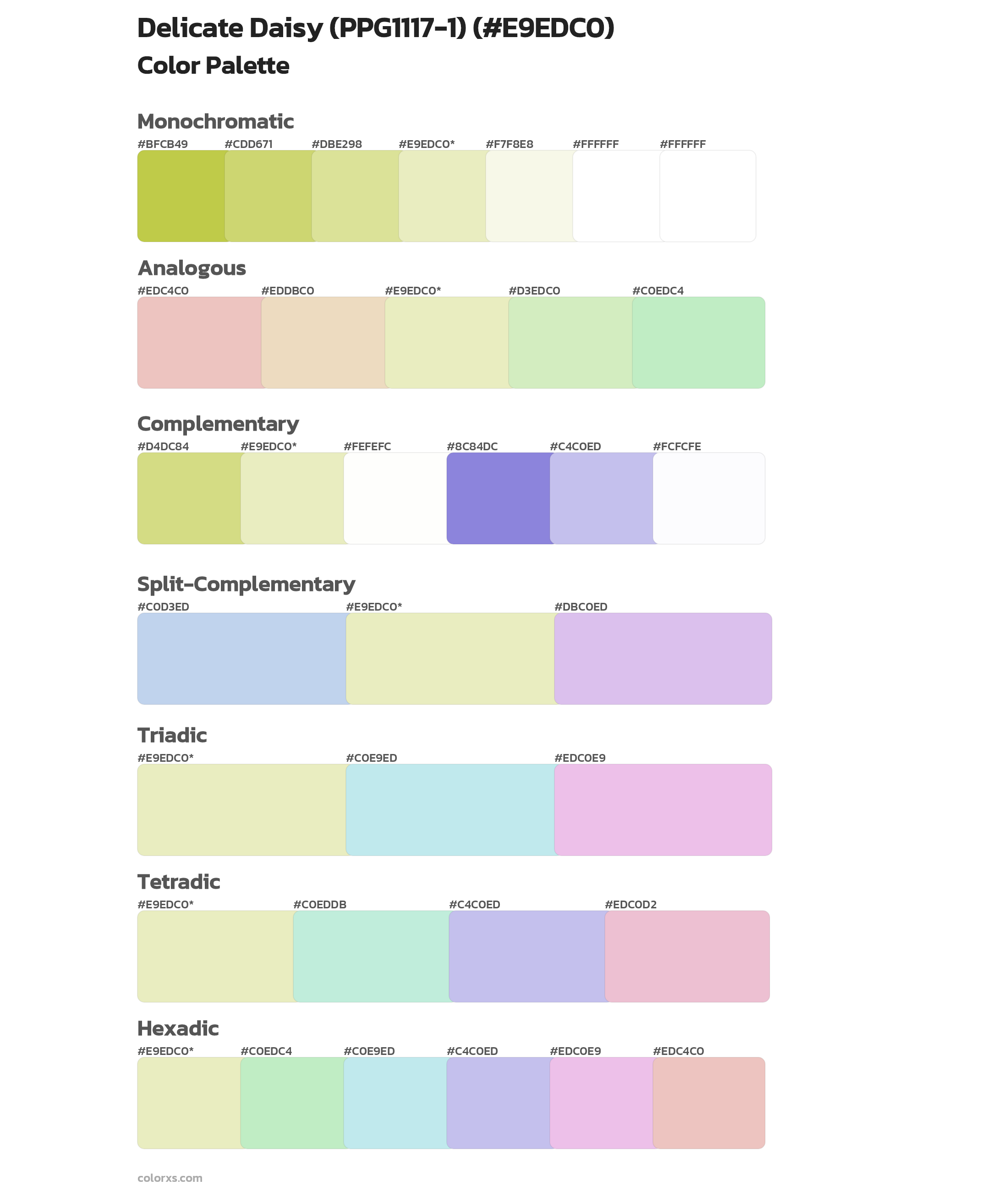 Delicate Daisy (PPG1117-1) Color Scheme Palettes