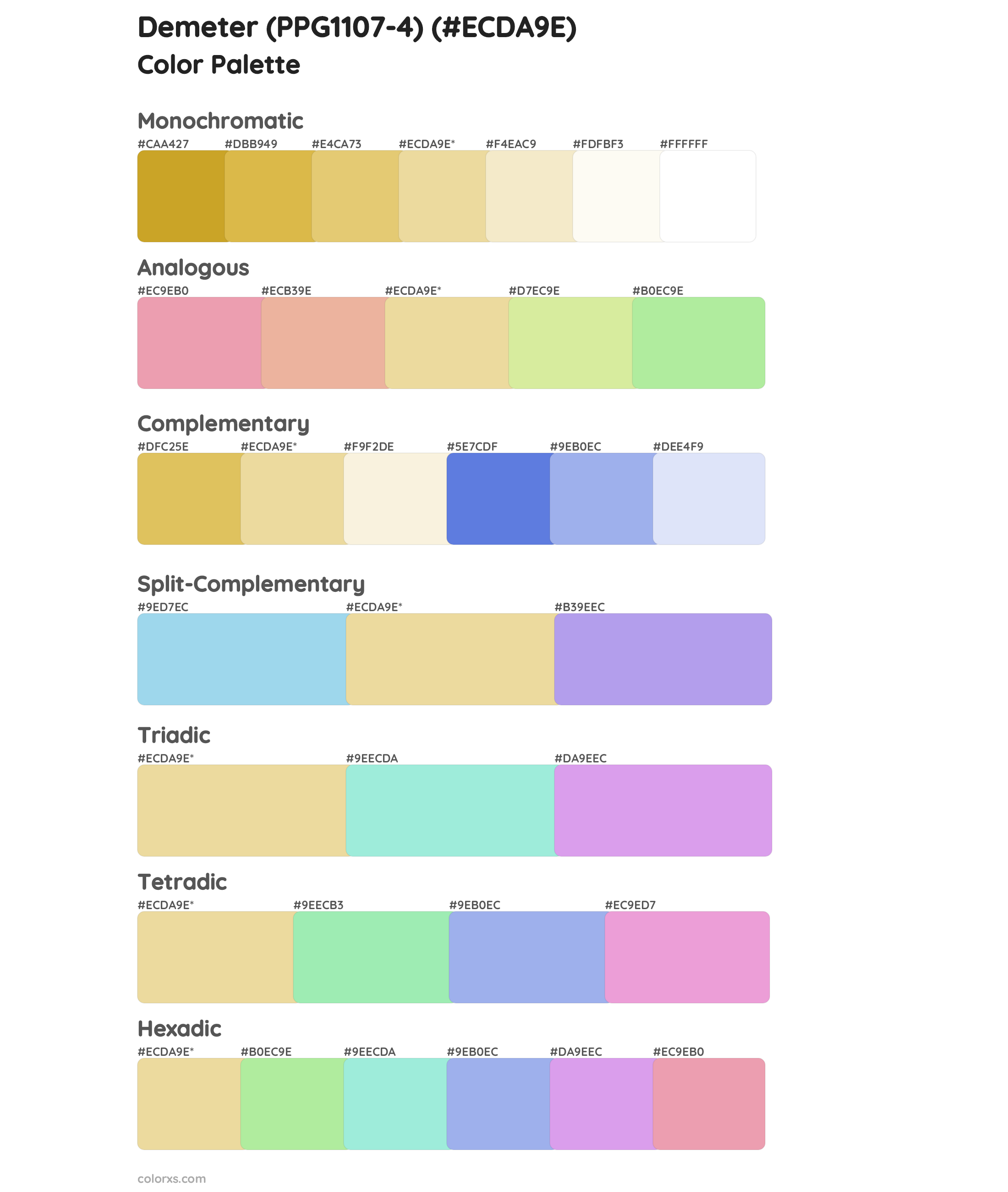 Demeter (PPG1107-4) Color Scheme Palettes