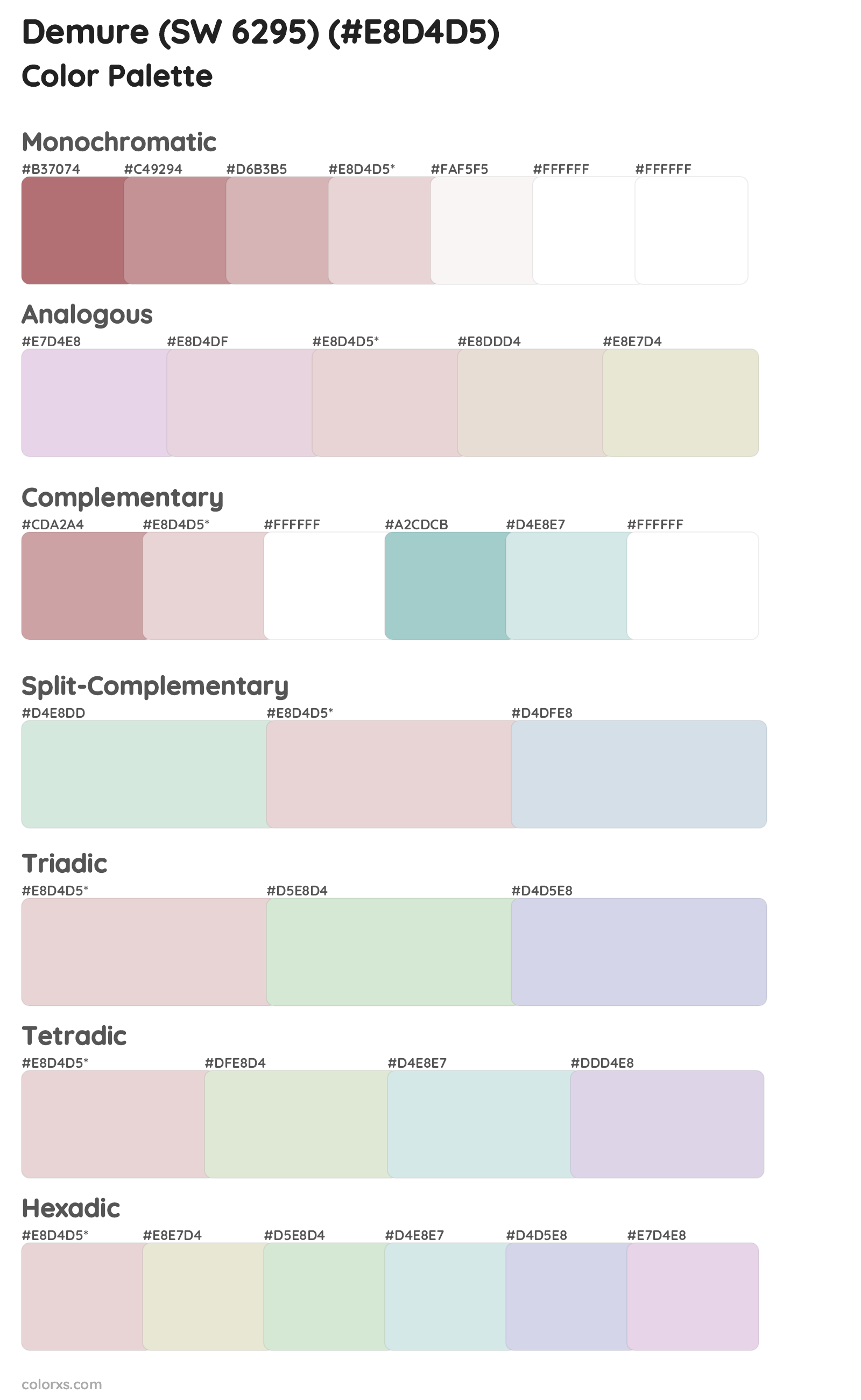 Demure (SW 6295) Color Scheme Palettes
