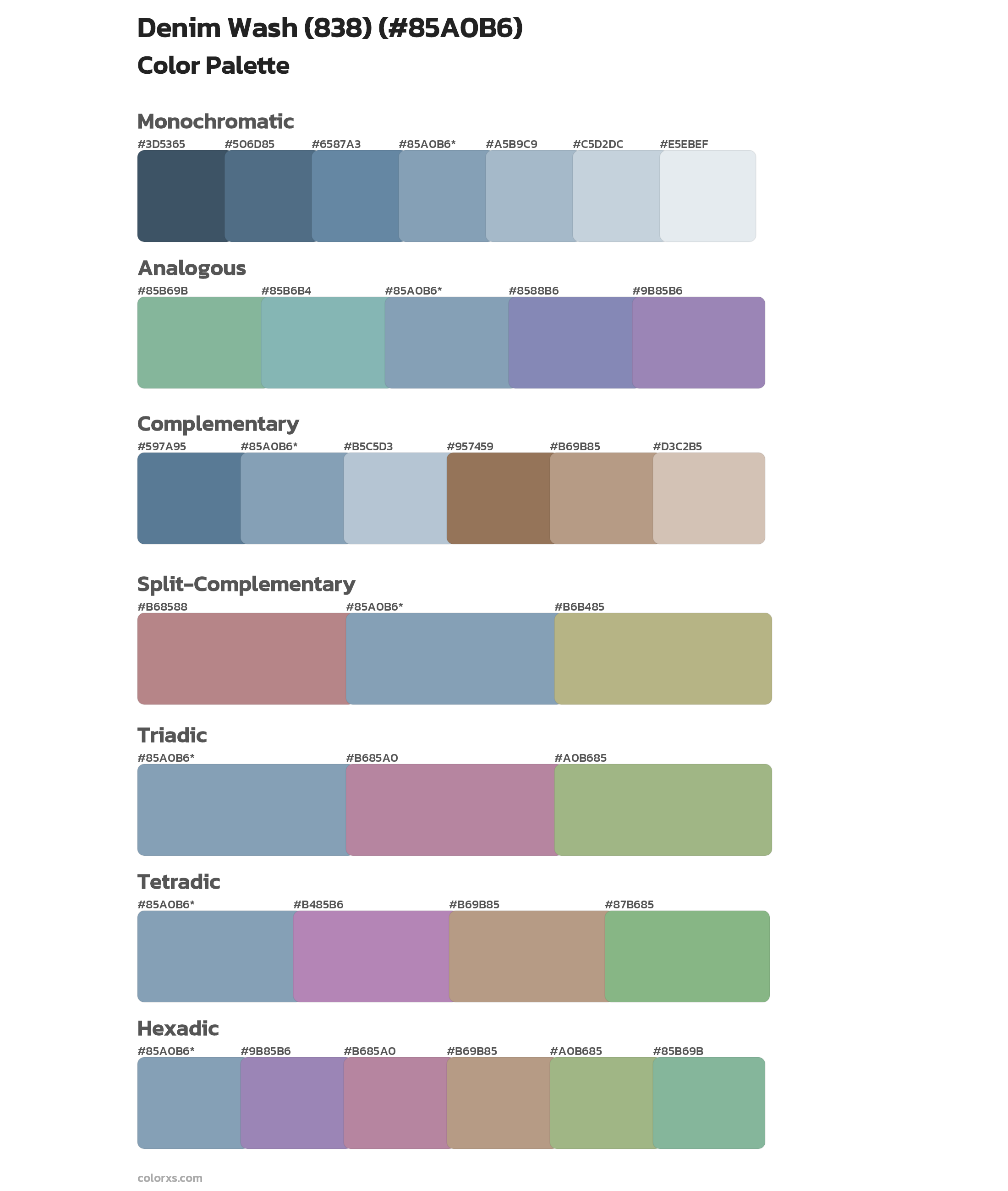 Denim Wash (838) Color Scheme Palettes