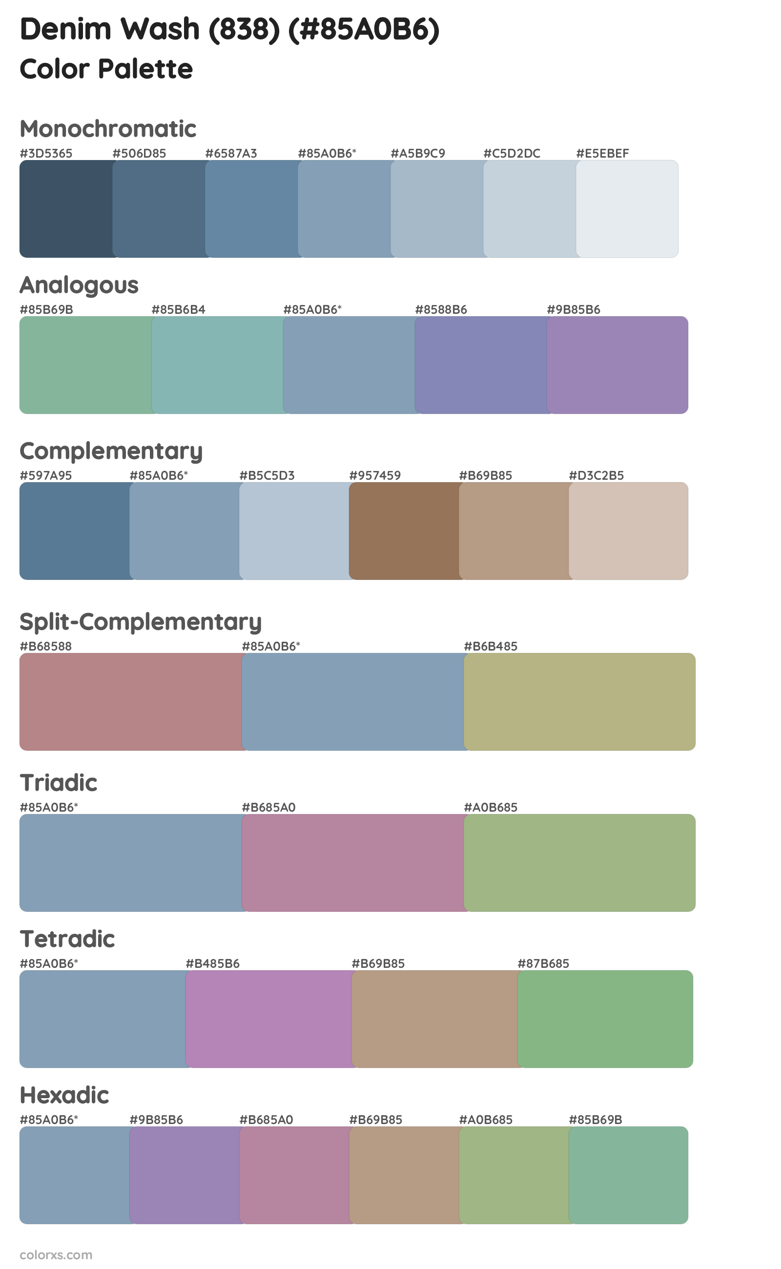 Denim Wash (838) Color Scheme Palettes