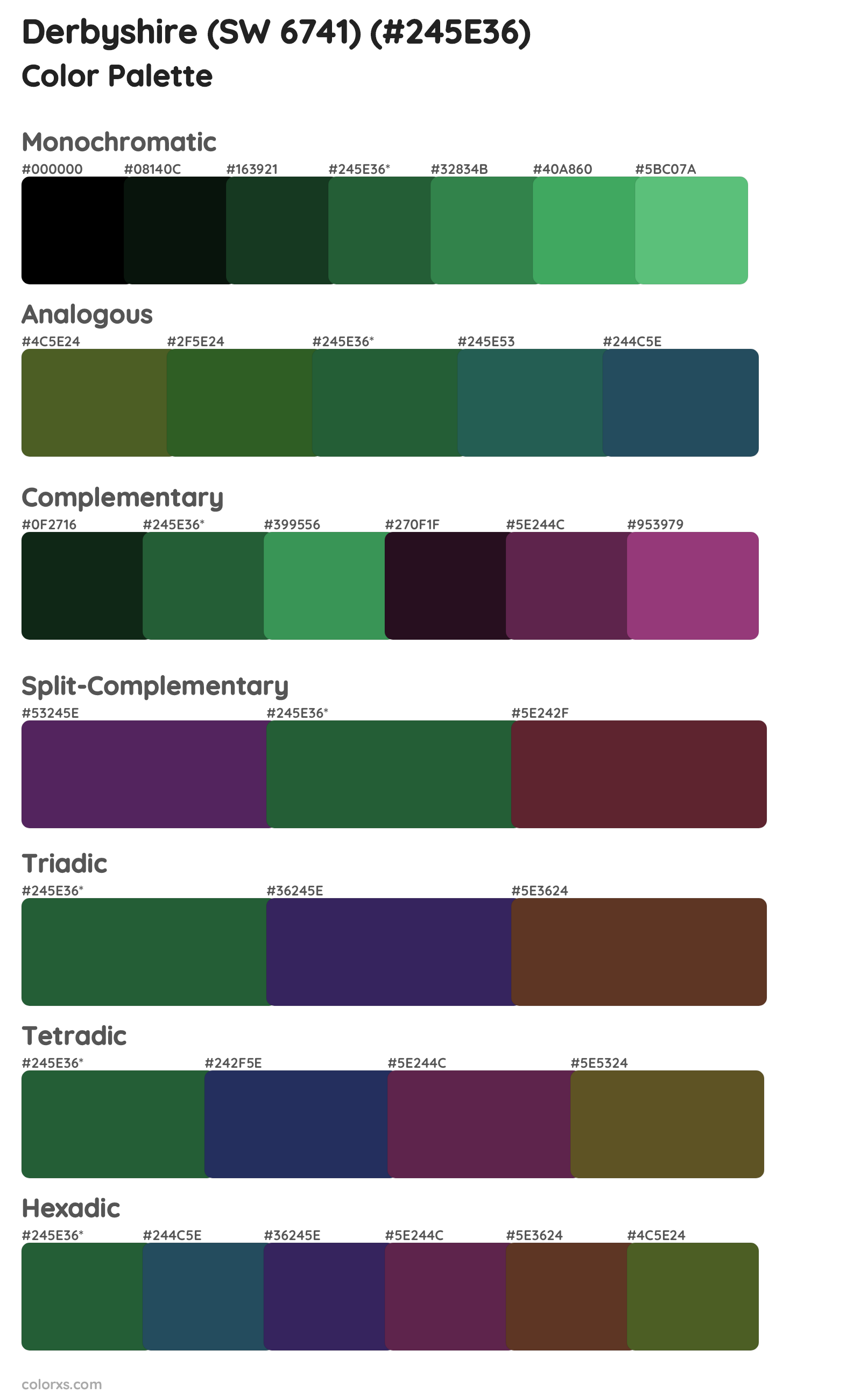 Derbyshire (SW 6741) Color Scheme Palettes