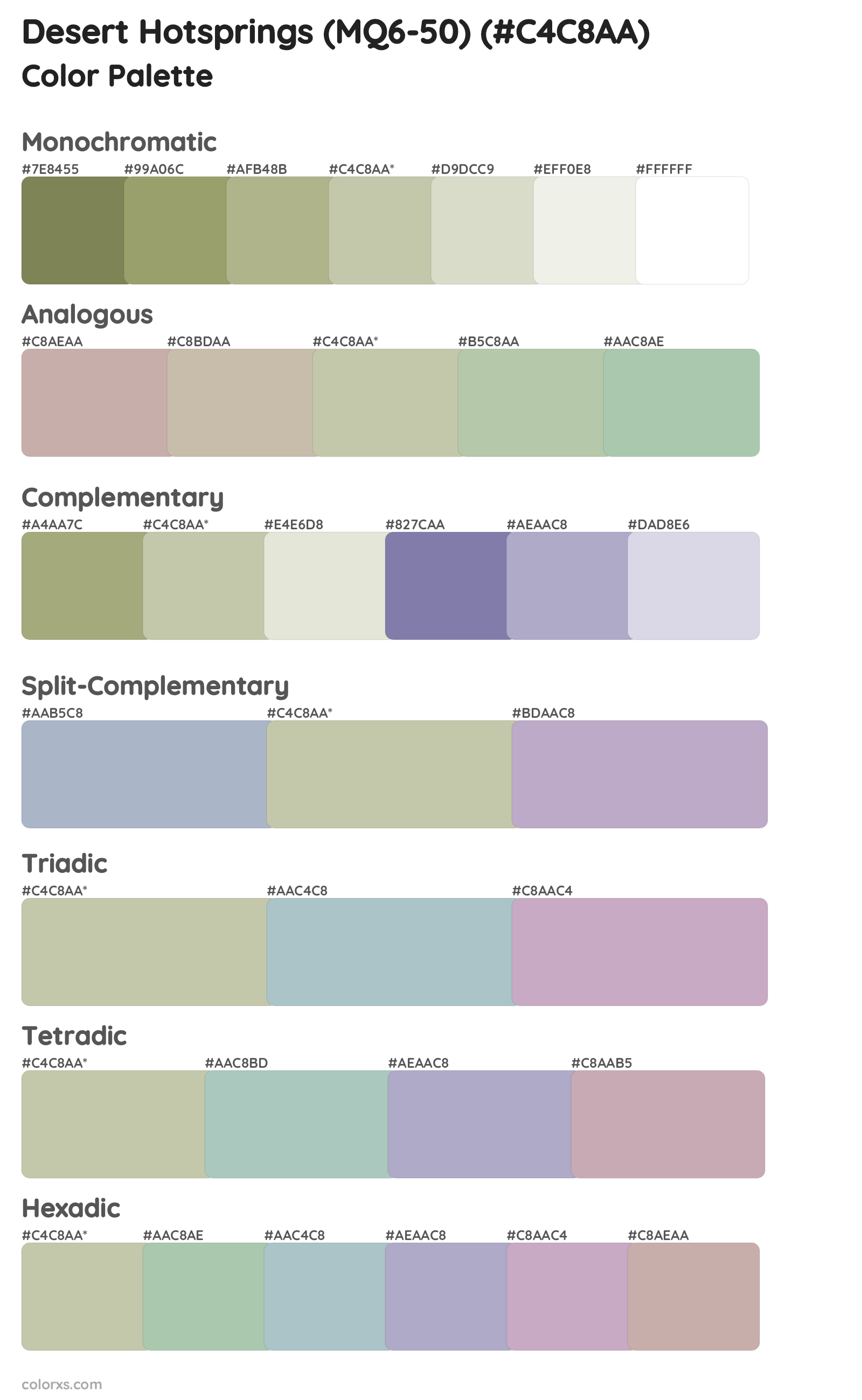 Desert Hotsprings (MQ6-50) Color Scheme Palettes