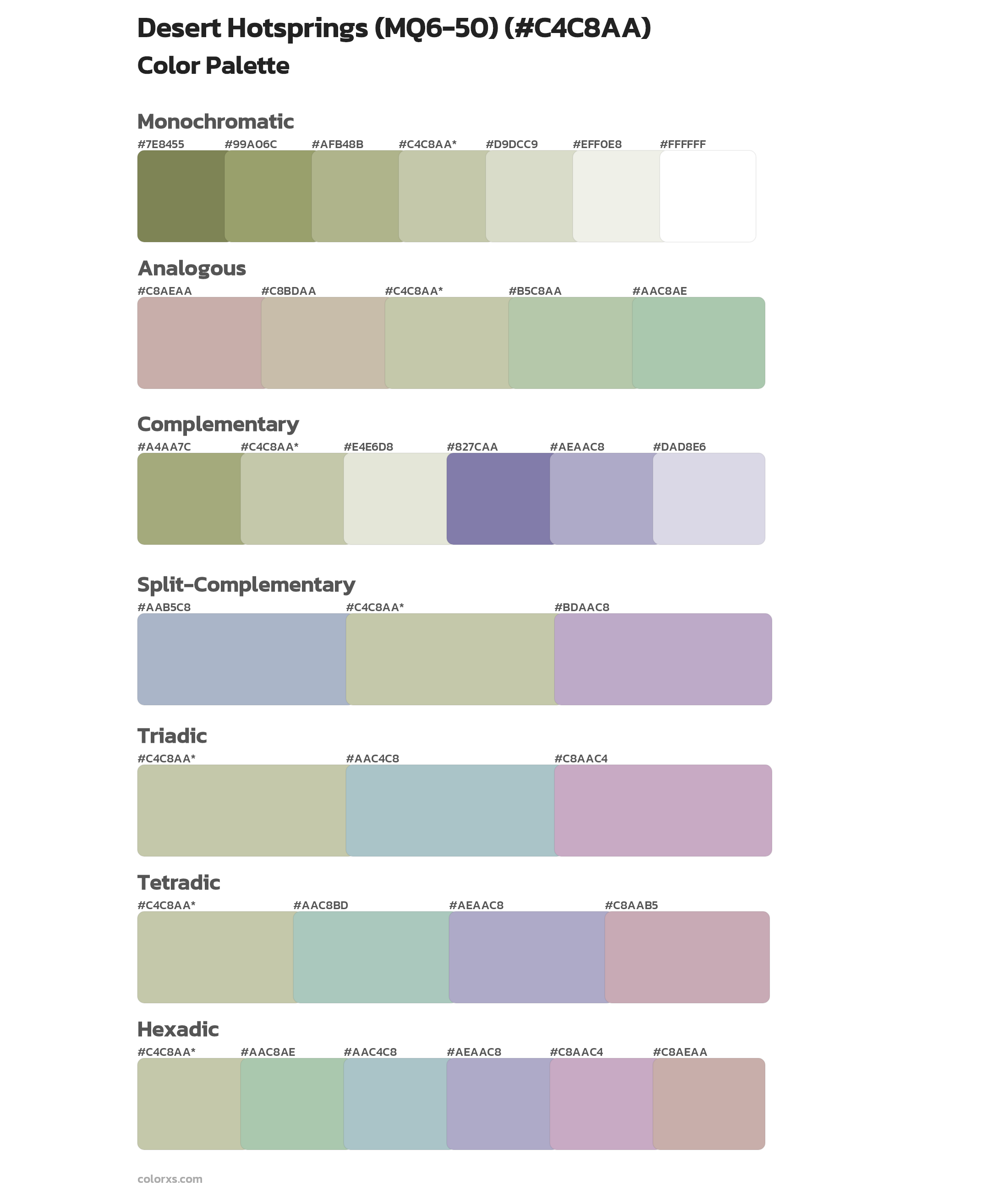 Desert Hotsprings (MQ6-50) Color Scheme Palettes