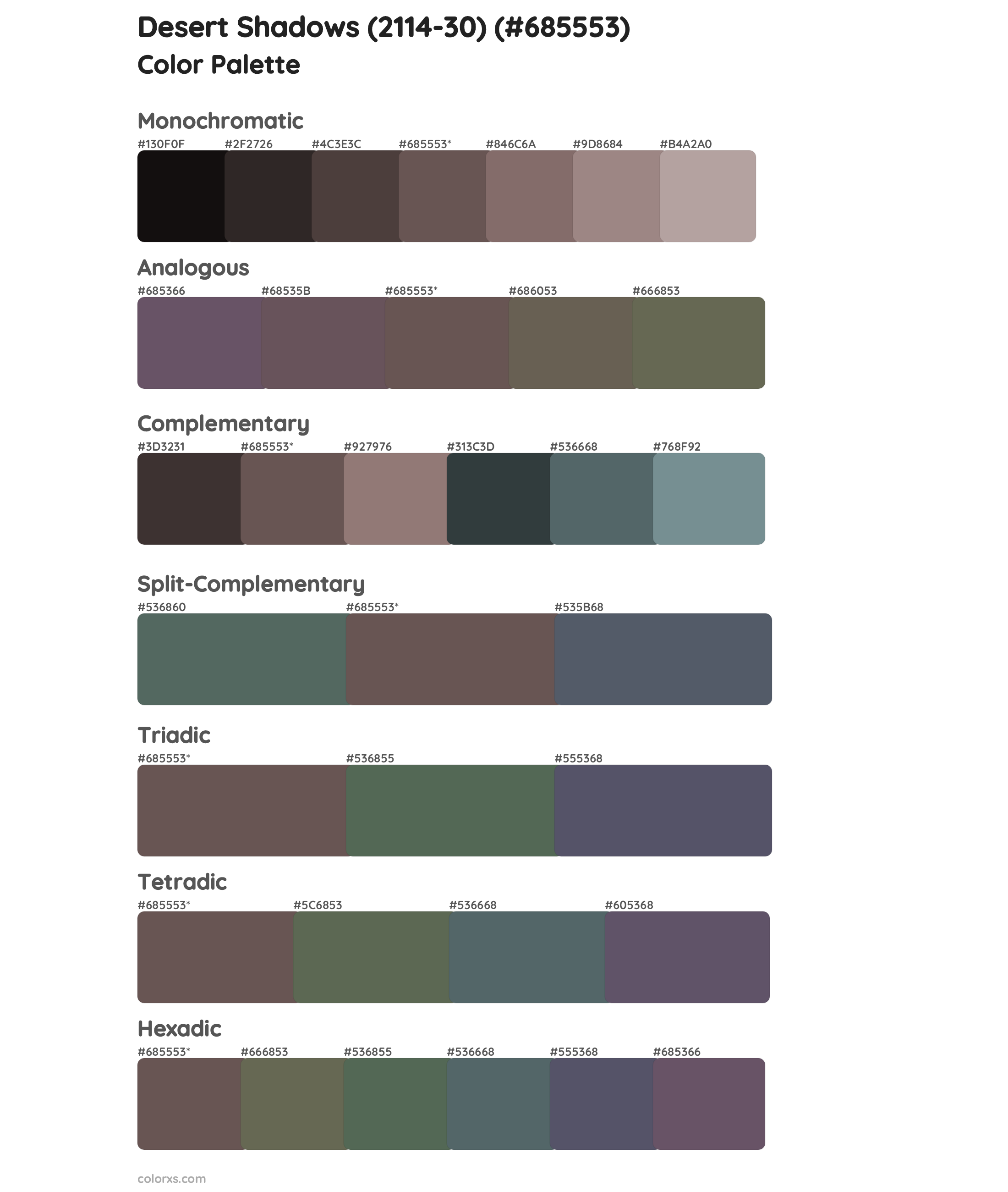 Desert Shadows (2114-30) Color Scheme Palettes