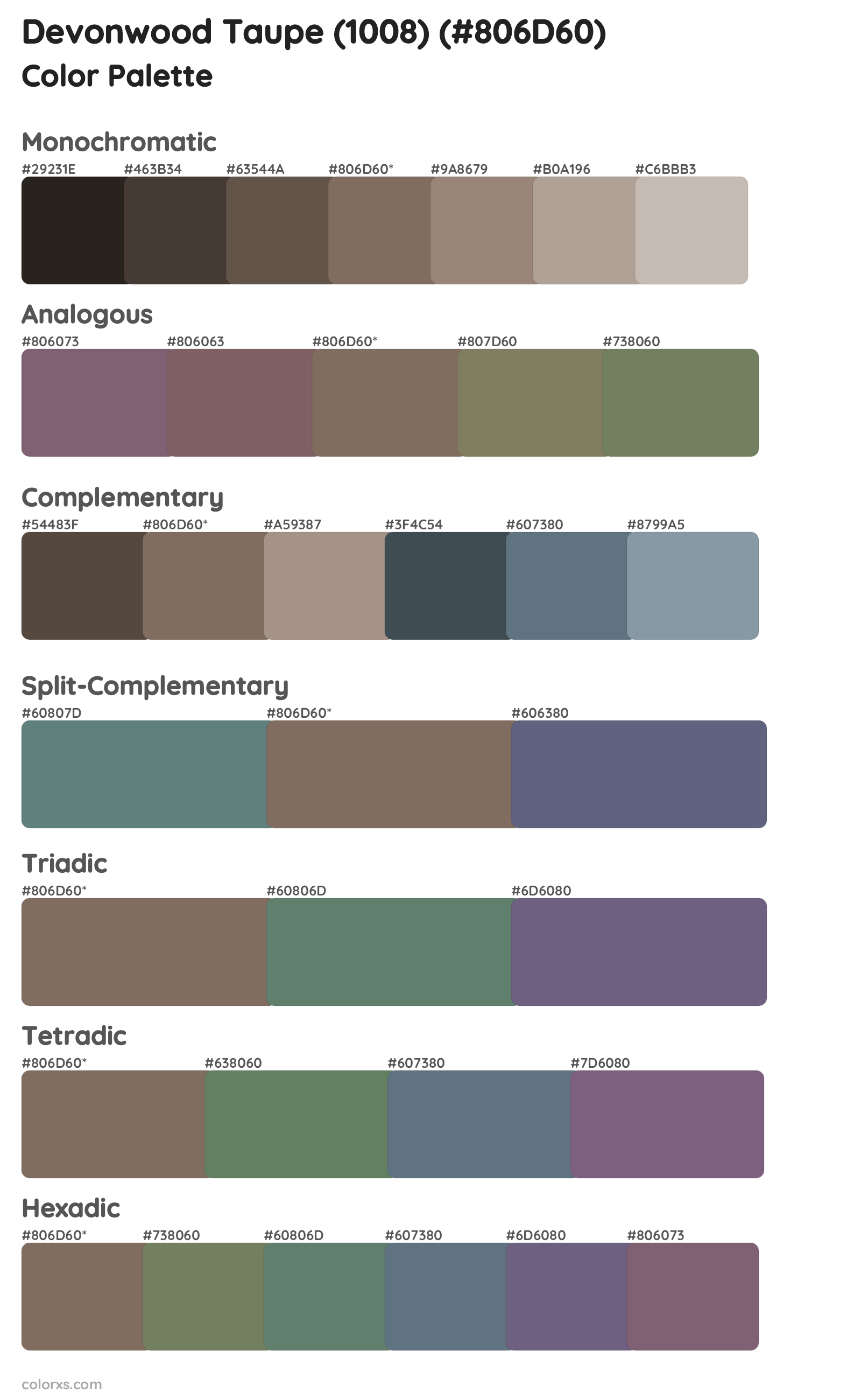 Devonwood Taupe (1008) Color Scheme Palettes