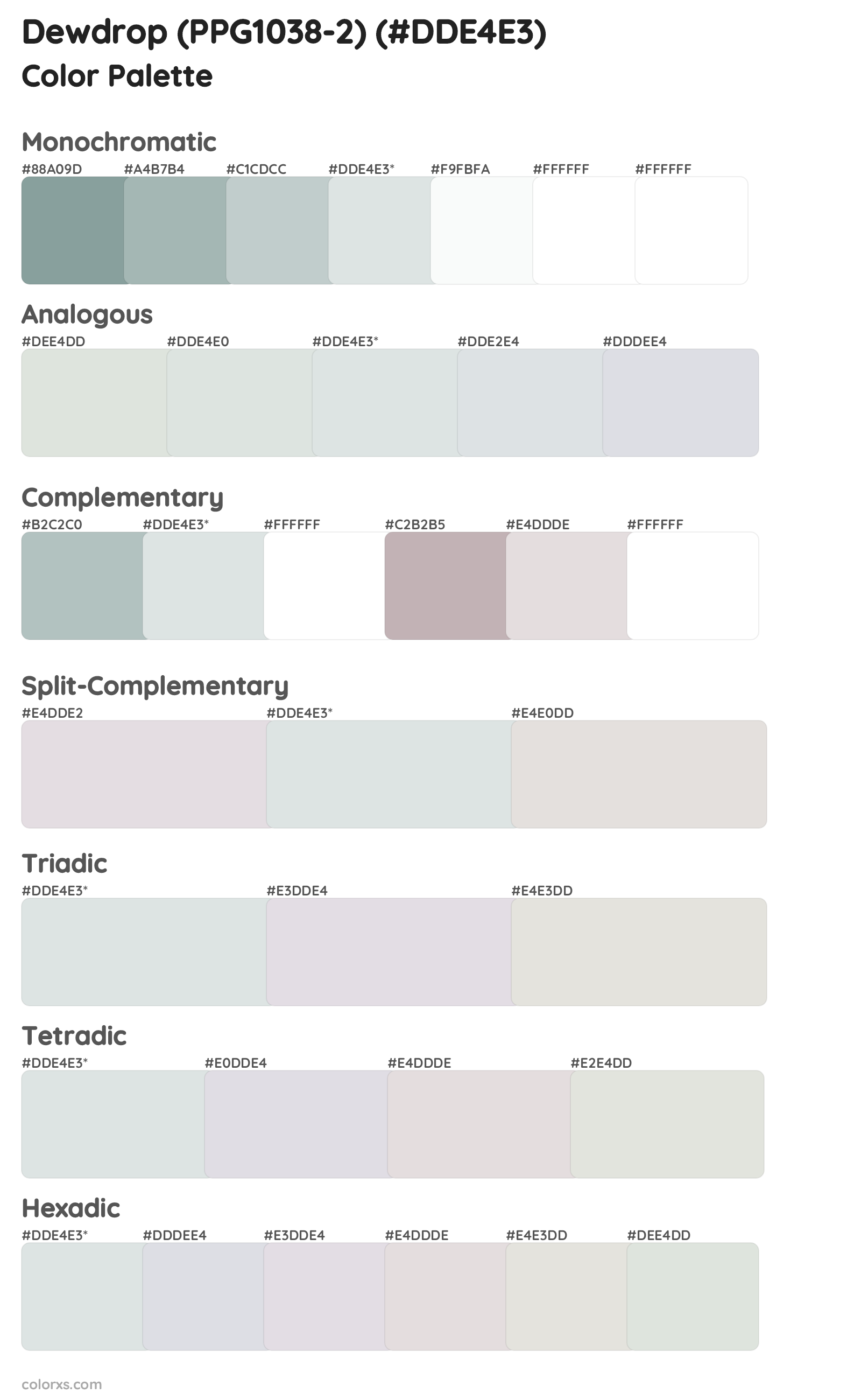 Dewdrop (PPG1038-2) Color Scheme Palettes