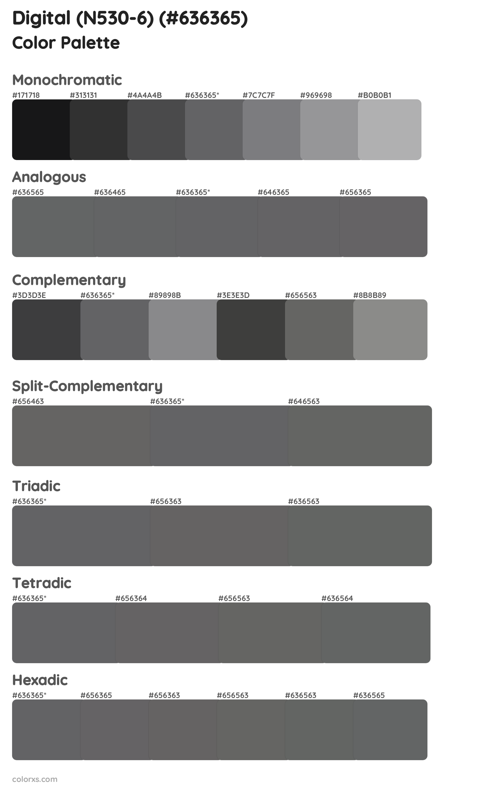 Digital (N530-6) Color Scheme Palettes