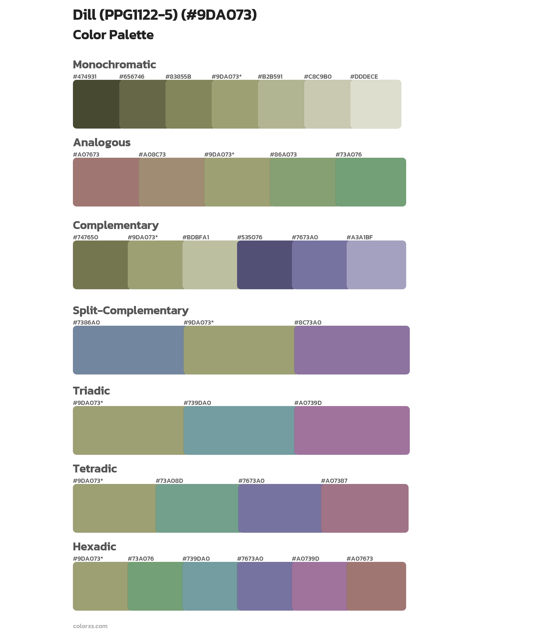 Dill (PPG1122-5) Color Scheme Palettes