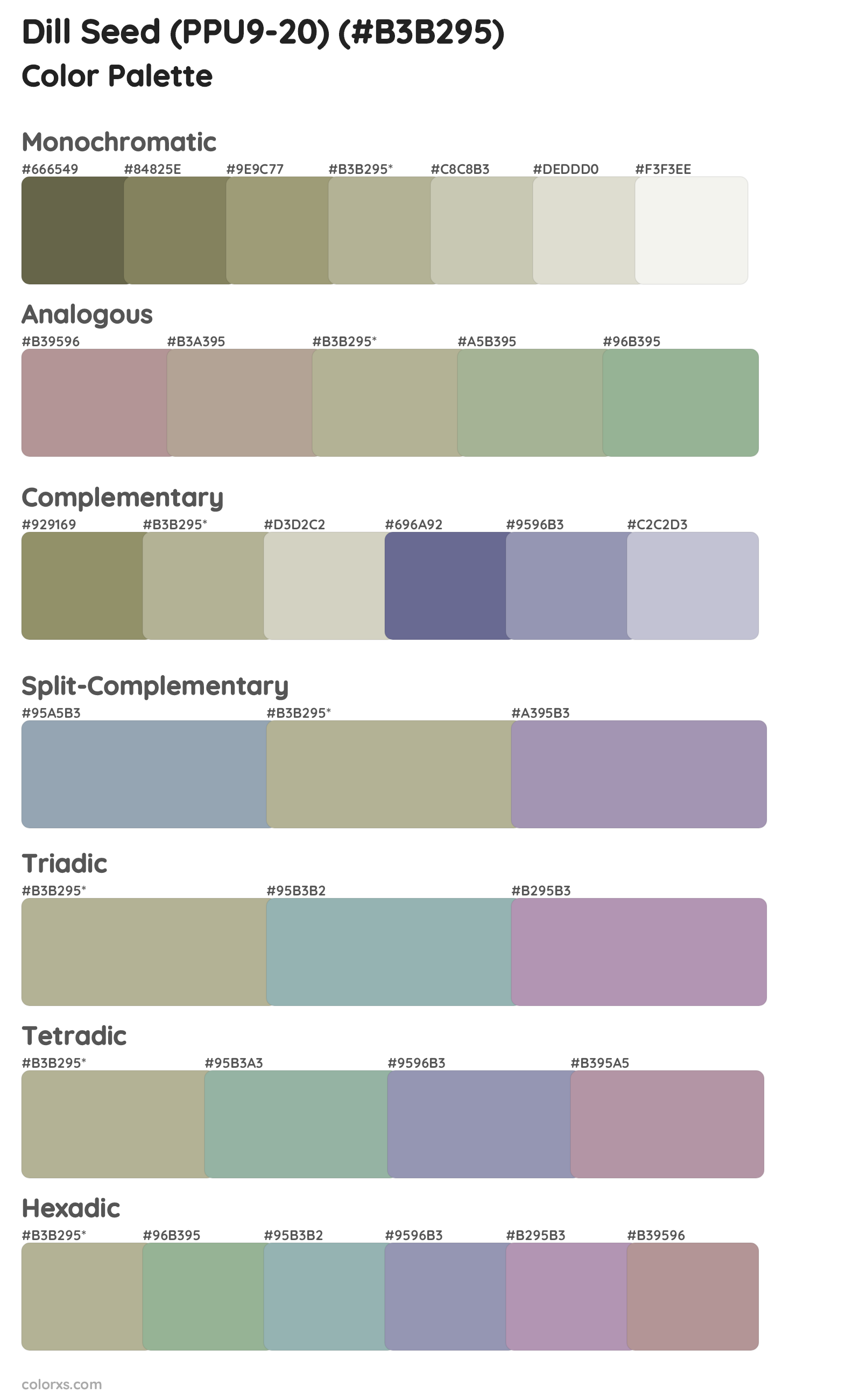 Dill Seed (PPU9-20) Color Scheme Palettes