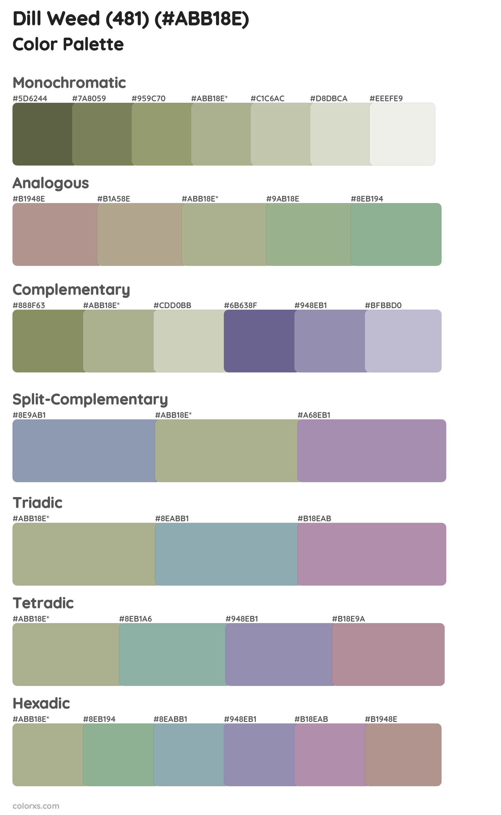 Dill Weed (481) Color Scheme Palettes
