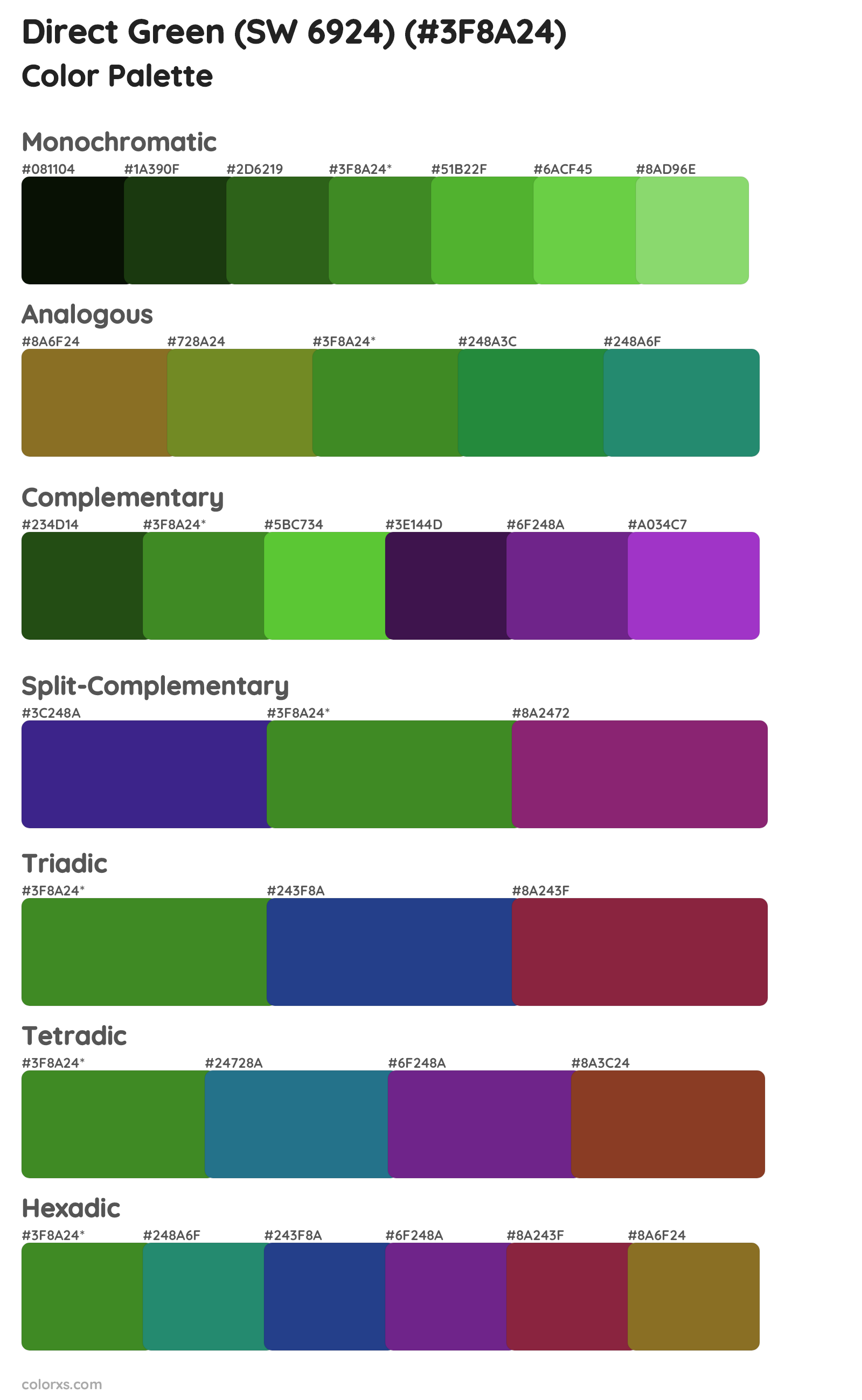 Direct Green (SW 6924) Color Scheme Palettes
