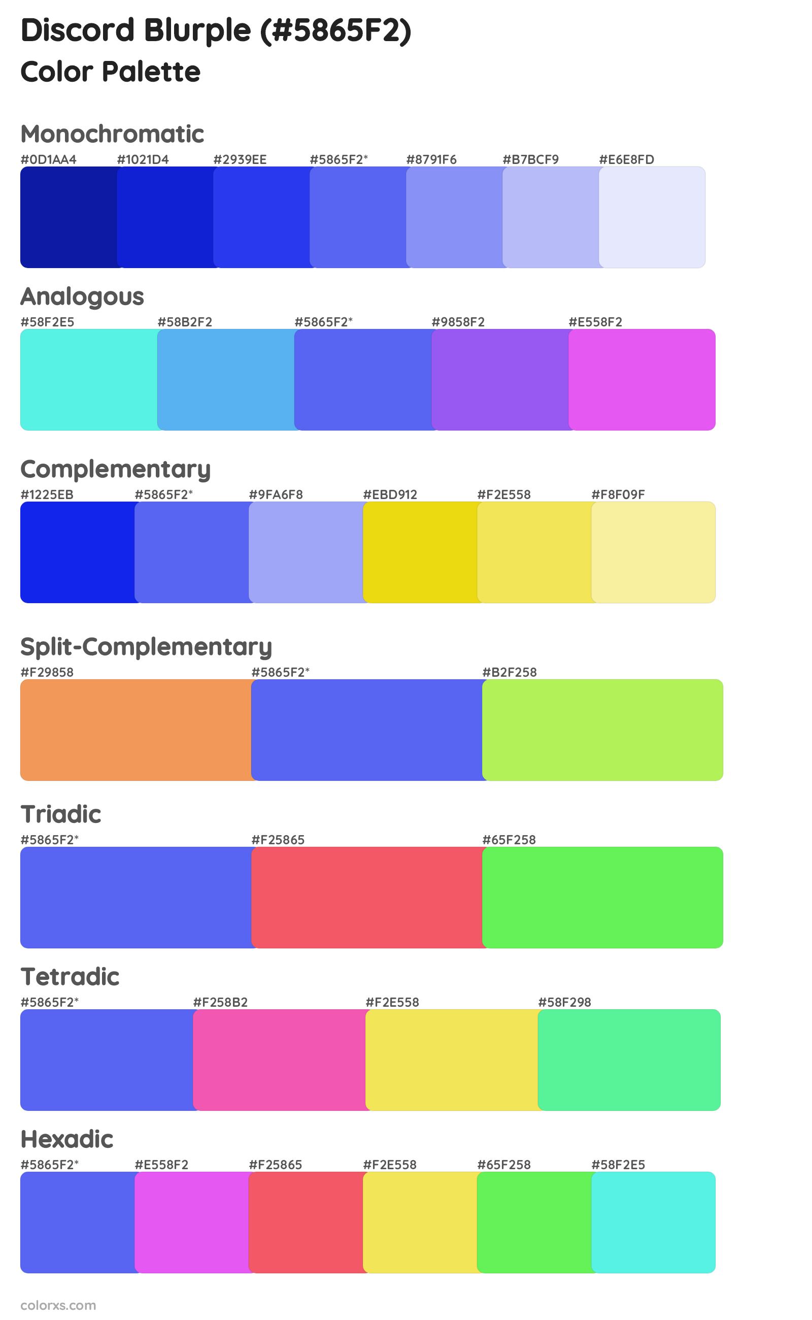 Discord Blurple Color Scheme Palettes