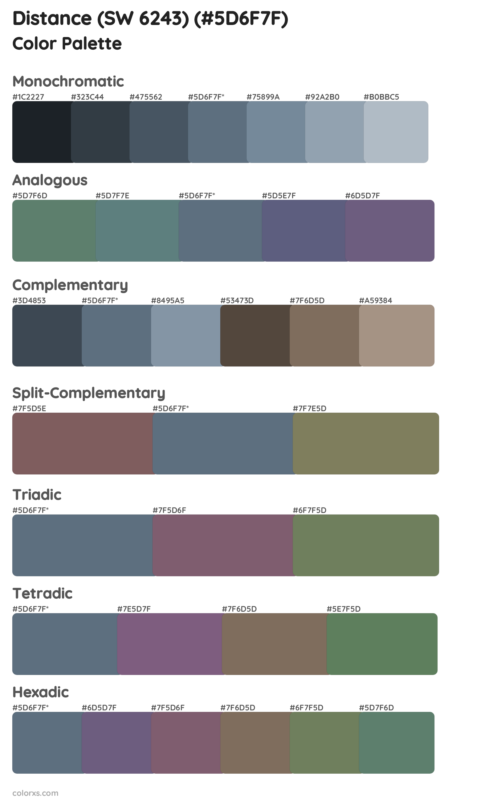 Distance (SW 6243) Color Scheme Palettes