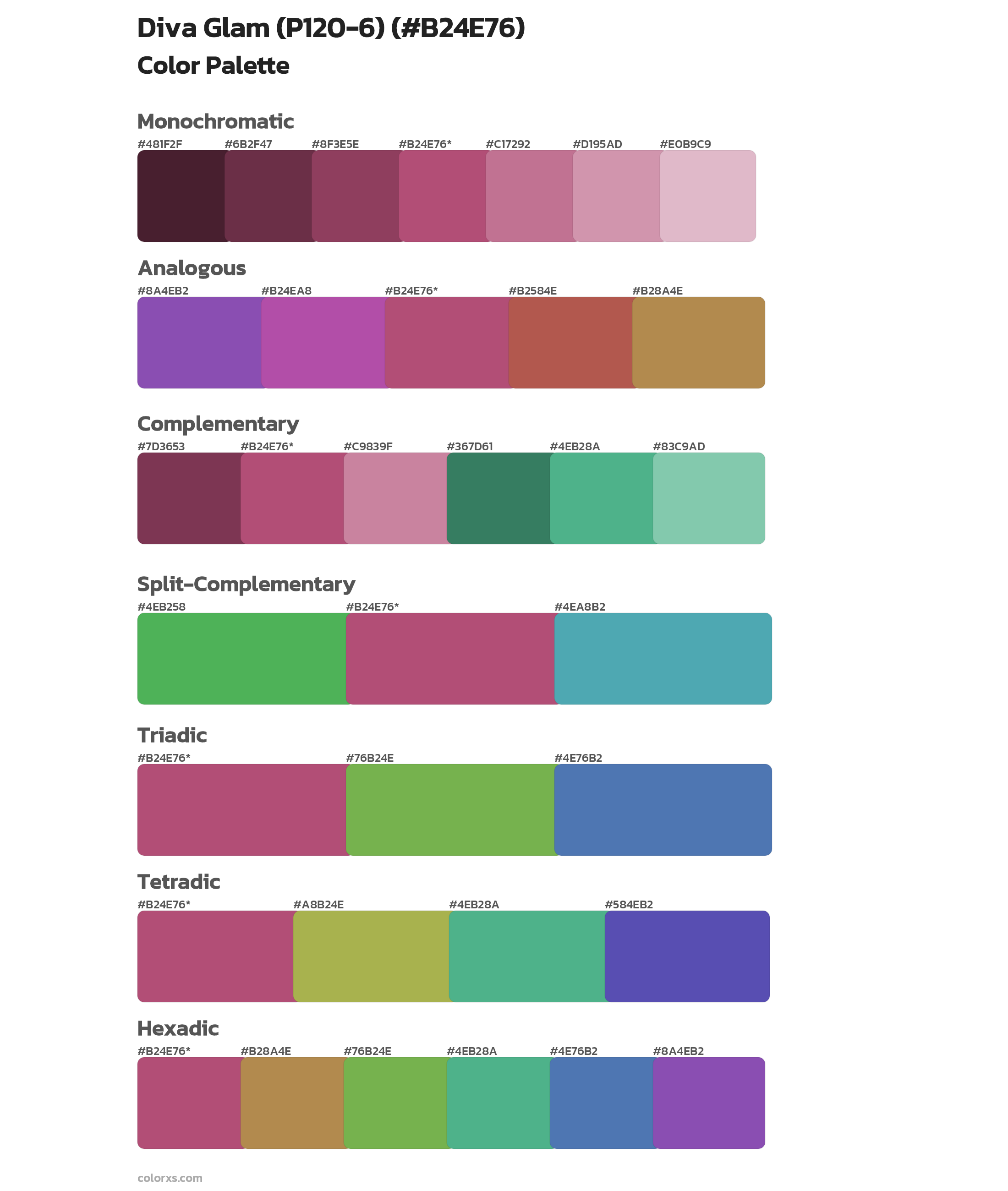 Diva Glam (P120-6) Color Scheme Palettes